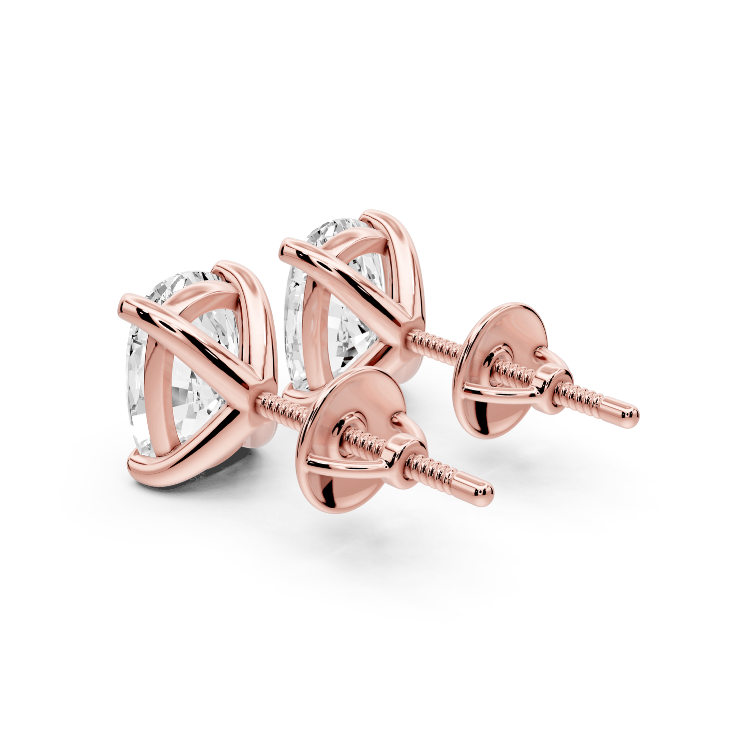 Aura - 4ct 14k rose gold Elgcushion - Cut Diamond Stud Earrings - Mr. Alex Jewelry