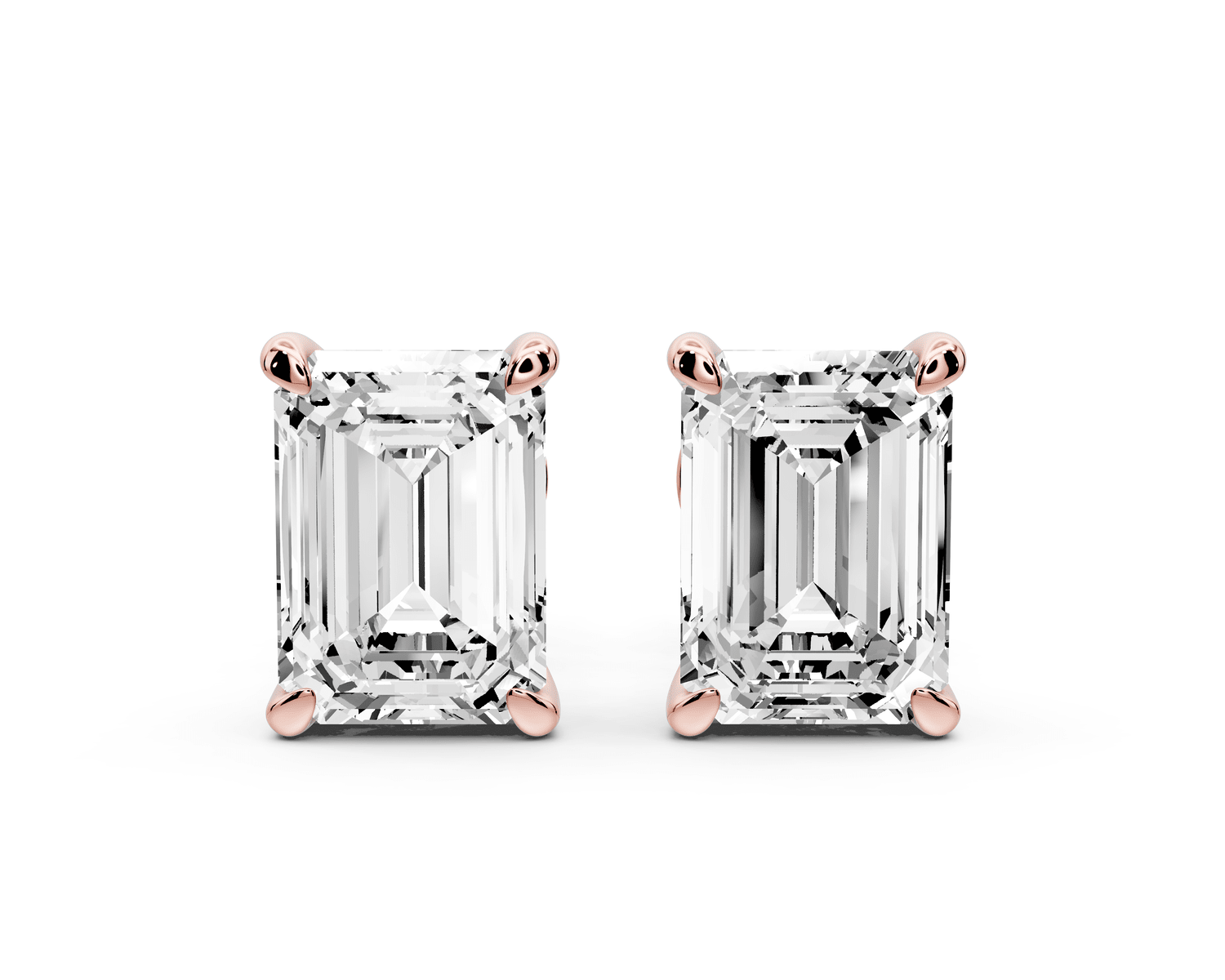 Aura - 4ct 14k rose gold Emerald - Cut Diamond Stud Earrings - Mr. Alex Jewelry