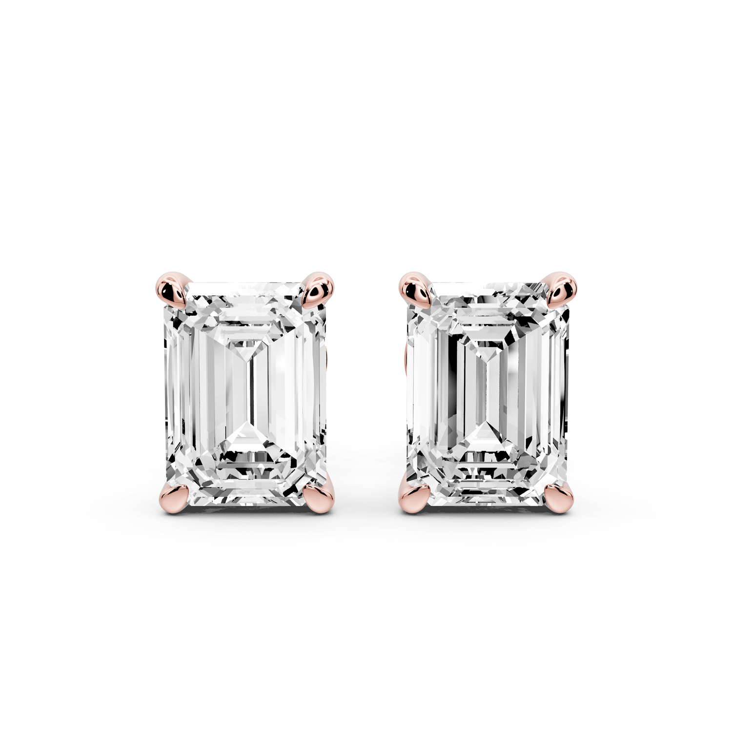 Aura - 4ct 14k rose gold Emerald - Cut Diamond Stud Earrings - Mr. Alex Jewelry