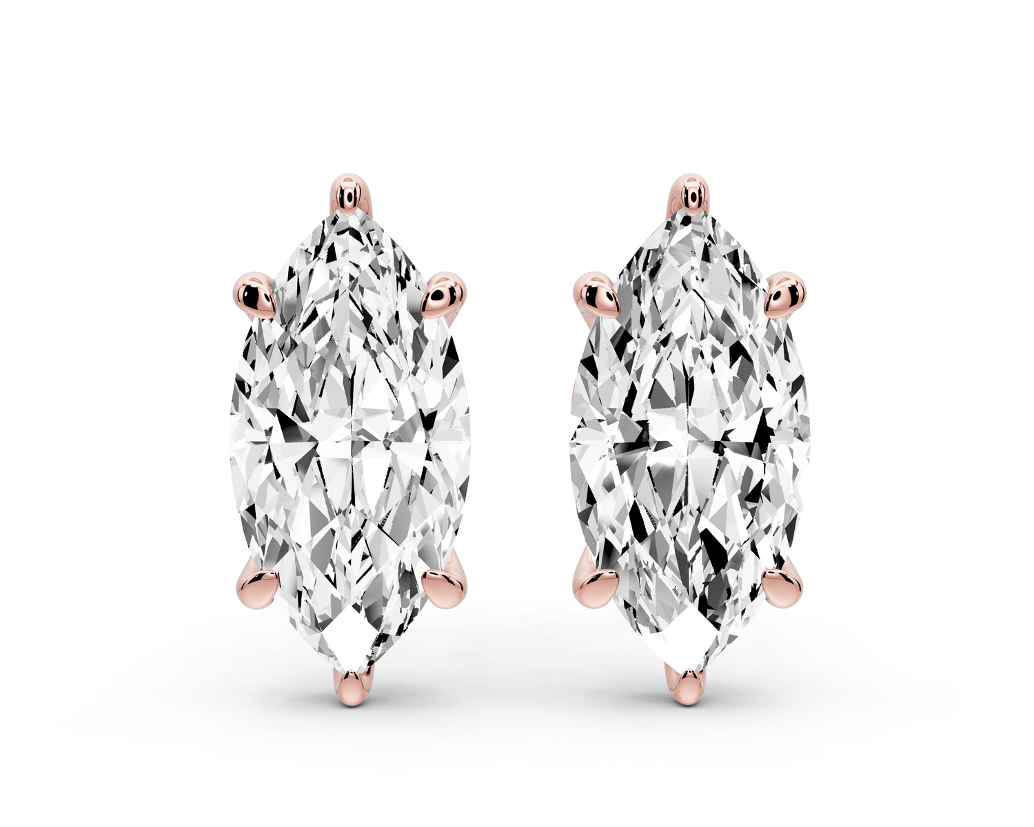 Aura - 4ct 14k rose gold Marquise - Cut Diamond Stud Earrings - Mr. Alex Jewelry