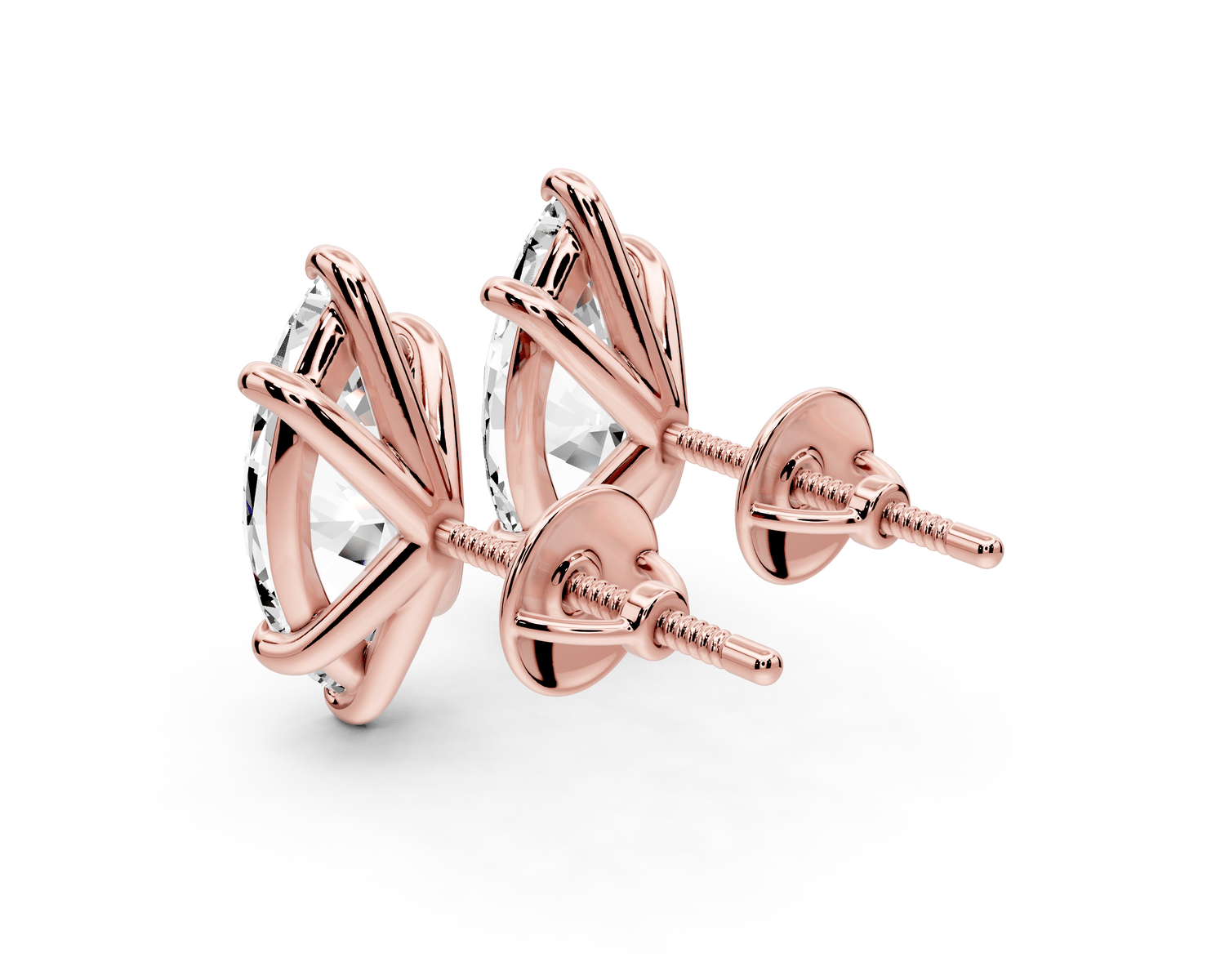 Aura - 4ct 14k rose gold Marquise - Cut Diamond Stud Earrings - Mr. Alex Jewelry