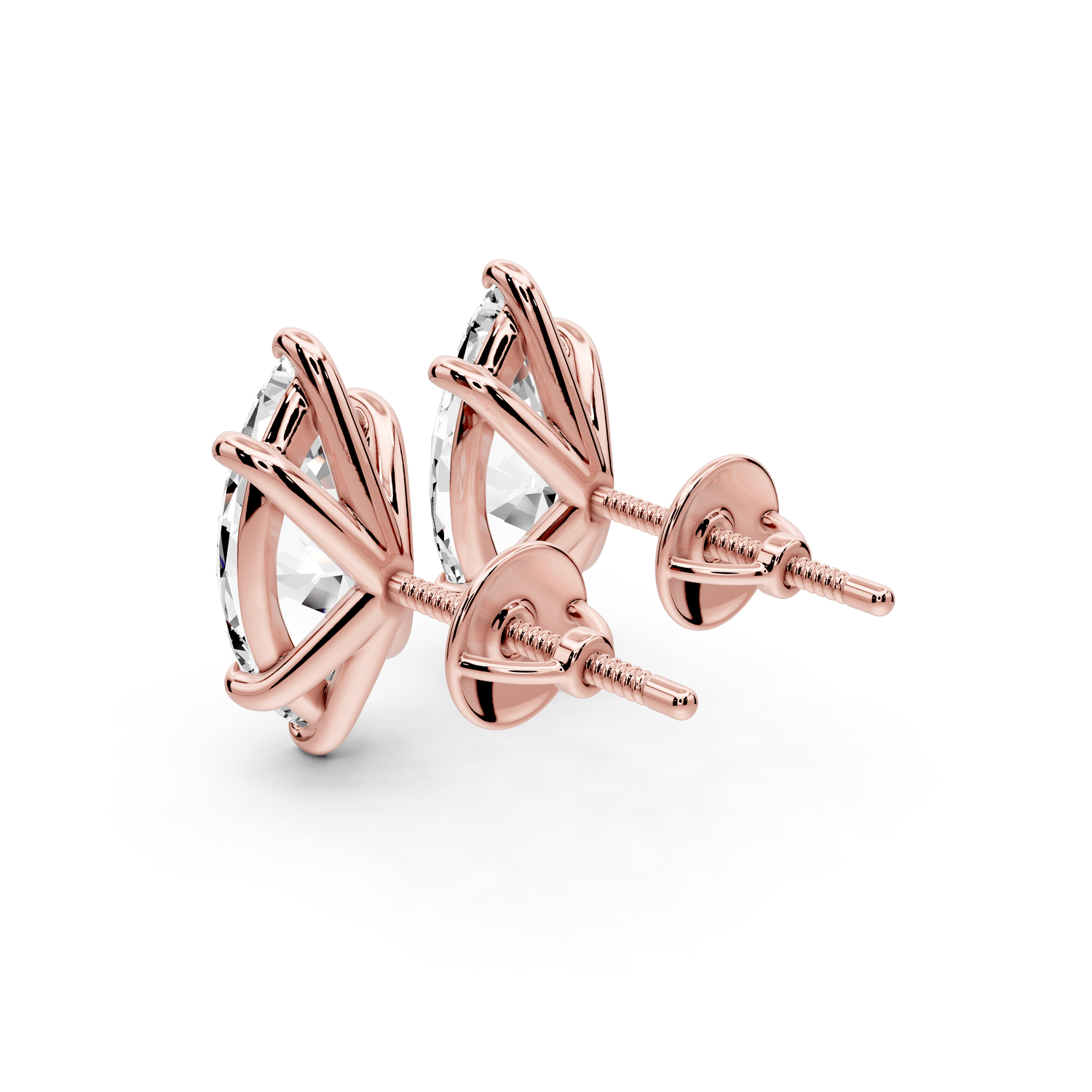 Aura - 4ct 14k rose gold Marquise - Cut Diamond Stud Earrings - Mr. Alex Jewelry