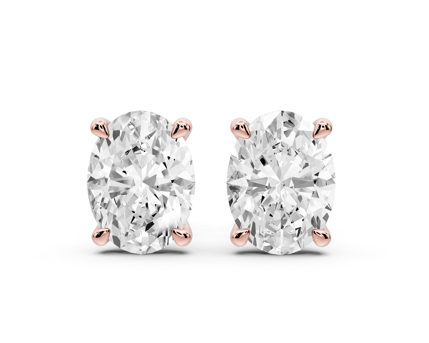 Aura - 4ct 14k rose gold Oval - Cut Diamond Stud Earrings - Mr. Alex Jewelry