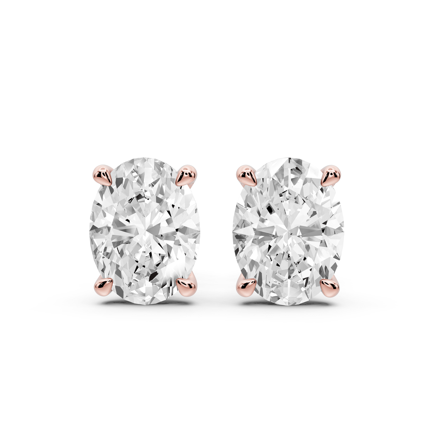 Aura - 4ct 14k rose gold Oval - Cut Diamond Stud Earrings - Mr. Alex Jewelry
