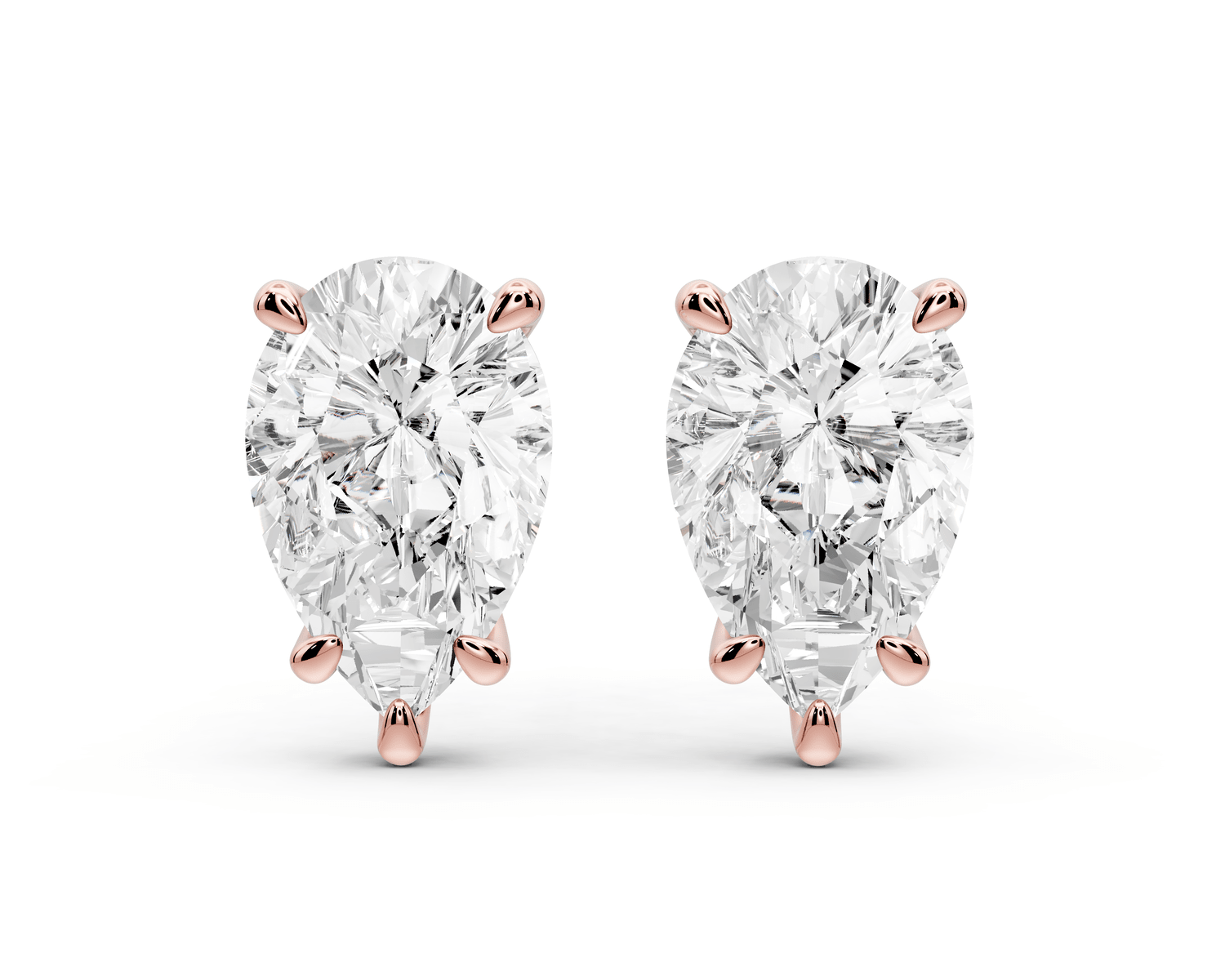 Aura - 4ct 14k rose gold Pear - Cut Diamond Stud Earrings - Mr. Alex Jewelry
