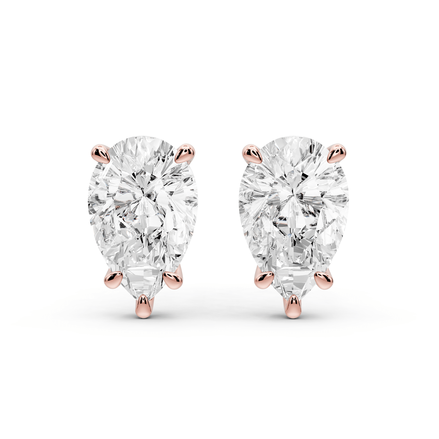 Aura - 4ct 14k rose gold Pear - Cut Diamond Stud Earrings - Mr. Alex Jewelry