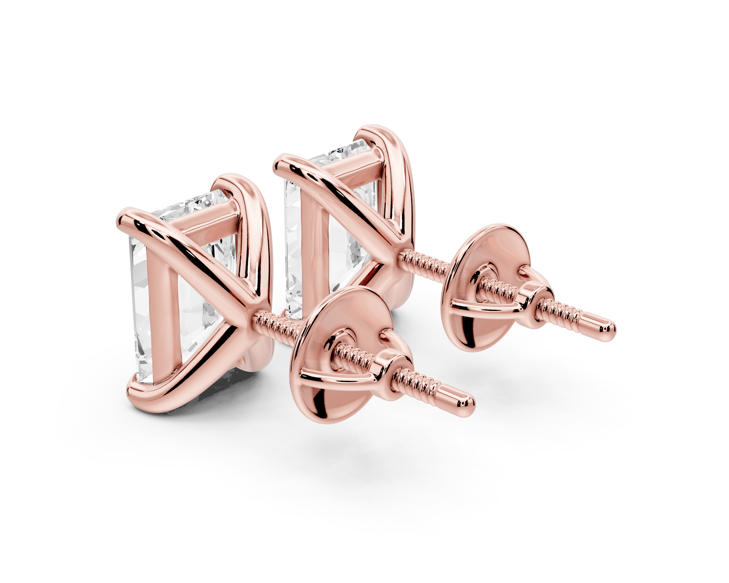 Aura - 4ct 14k rose gold Radiant - Cut Diamond Stud Earrings - Mr. Alex Jewelry