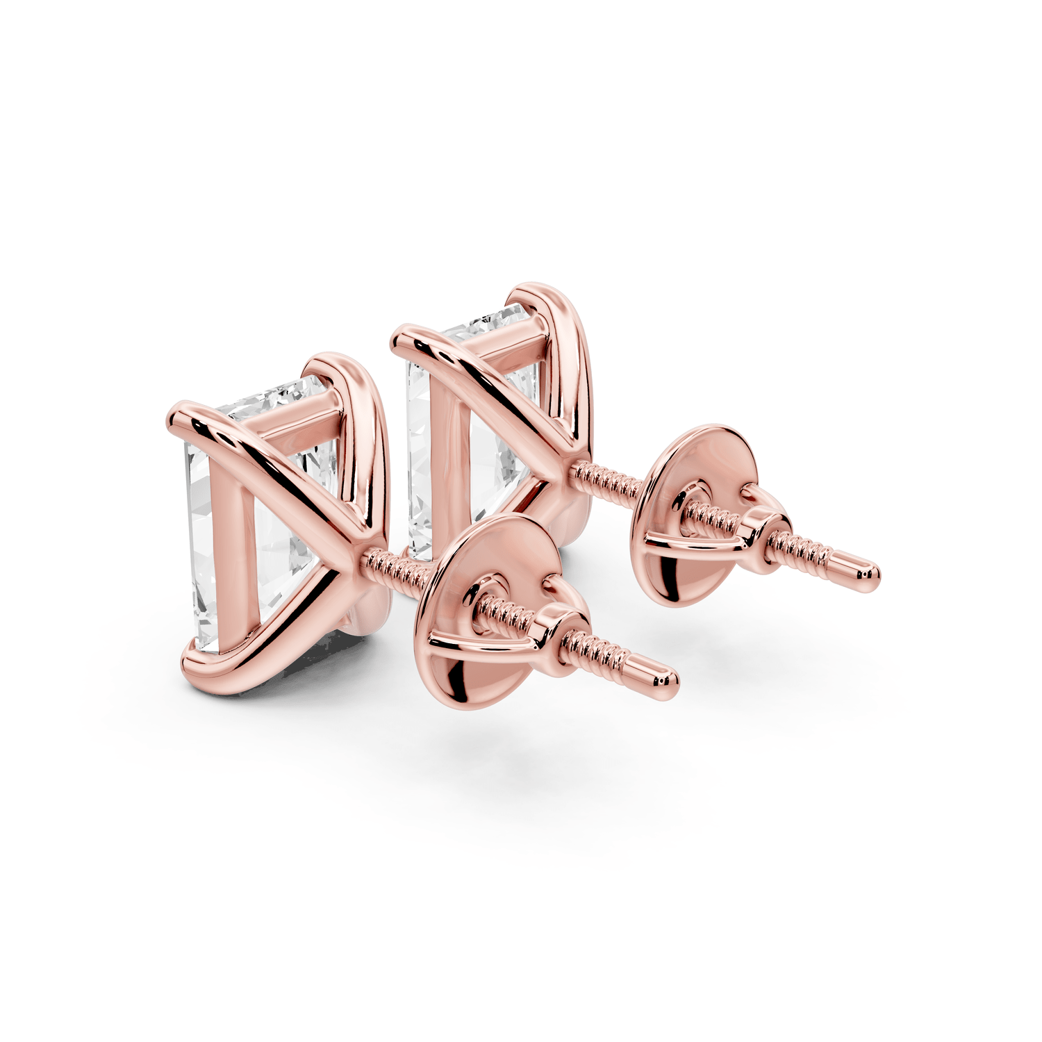 Aura - 4ct 14k rose gold Radiant - Cut Diamond Stud Earrings - Mr. Alex Jewelry