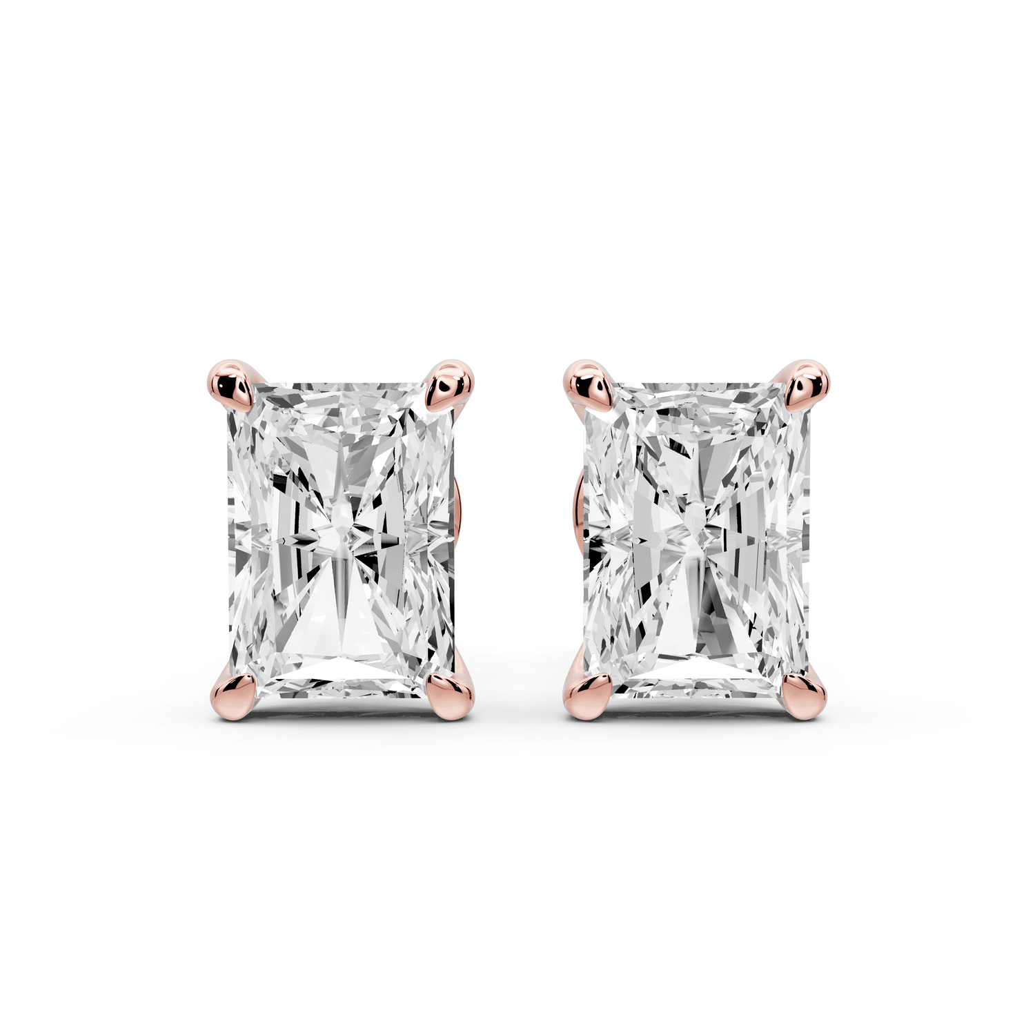 Aura - 4ct 14k rose gold Radiant - Cut Diamond Stud Earrings - Mr. Alex Jewelry