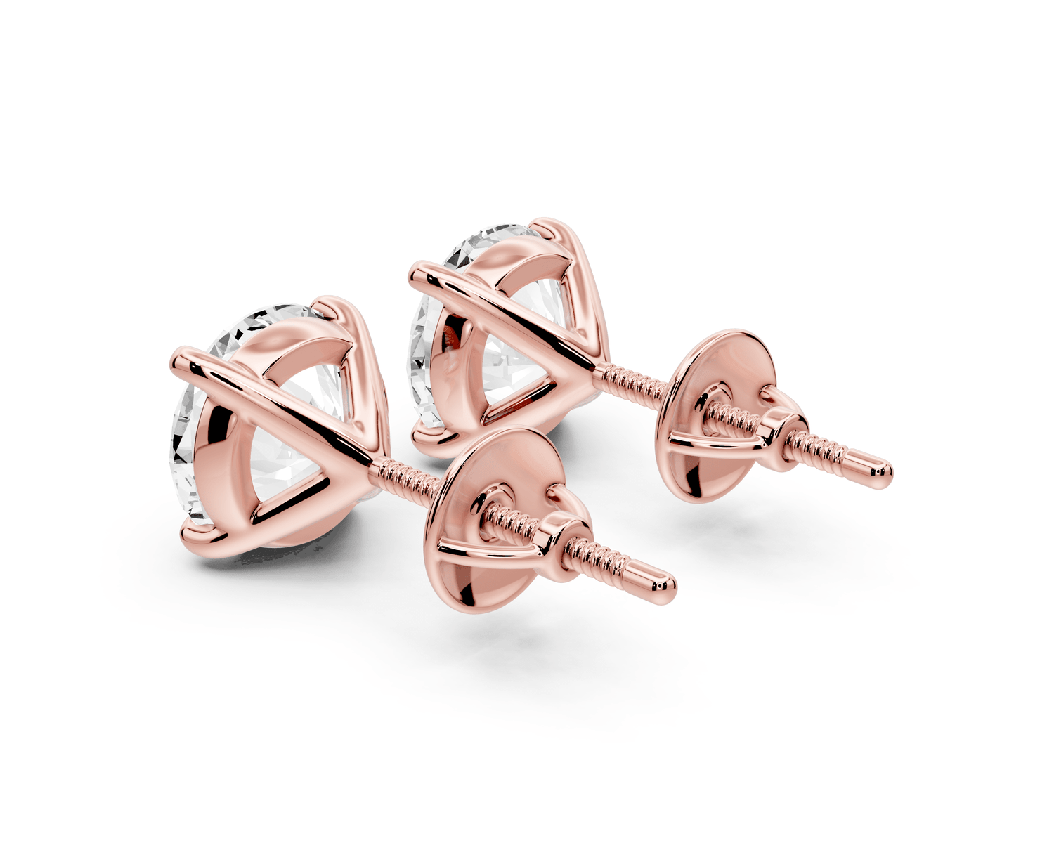 Aura - 4ct 14k rose gold Round - Cut Diamond Stud Earrings - Mr. Alex Jewelry