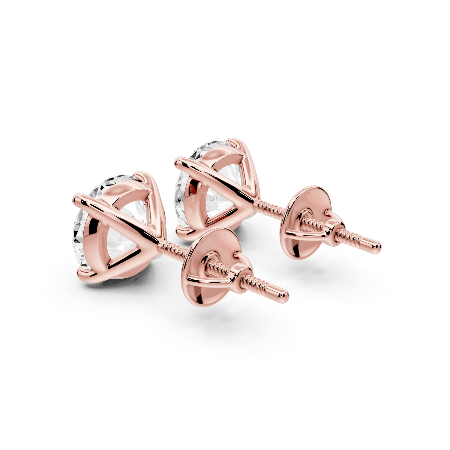 Aura - 4ct 14k rose gold Round - Cut Diamond Stud Earrings - Mr. Alex Jewelry