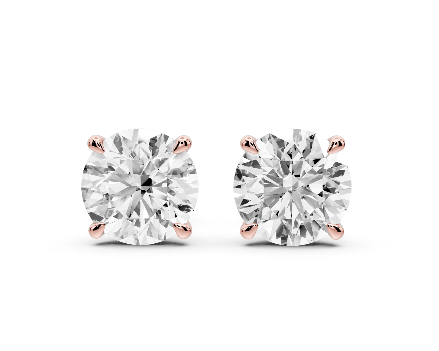 Aura - 4ct 14k rose gold Round - Cut Diamond Stud Earrings - Mr. Alex Jewelry