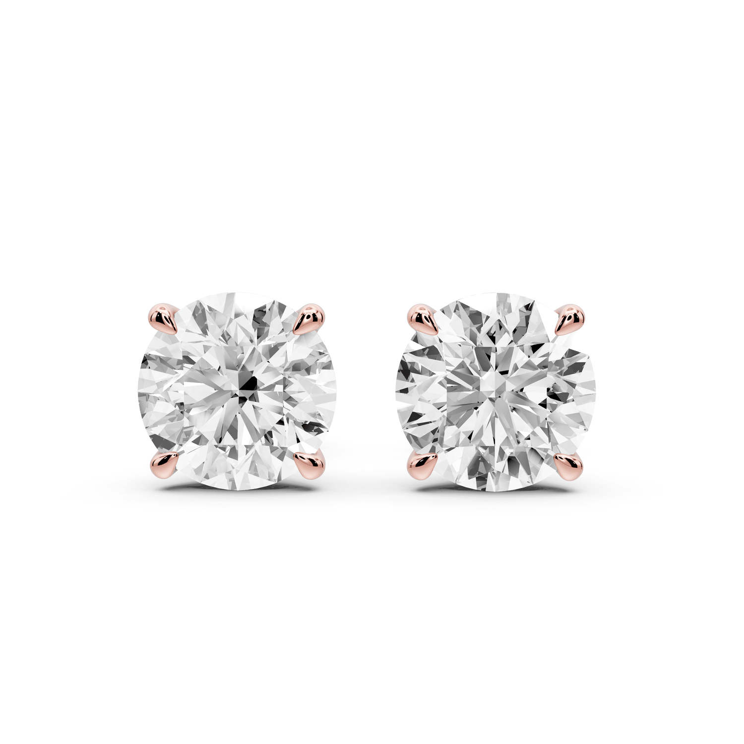 Aura - 4ct 14k rose gold Round - Cut Diamond Stud Earrings - Mr. Alex Jewelry