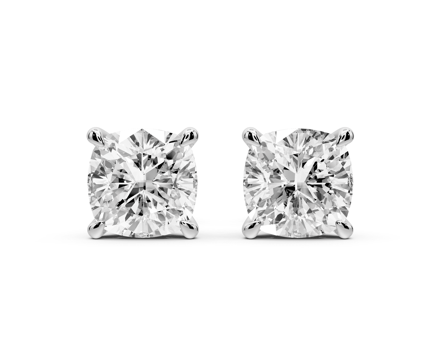 Aura - 4ct 14k white gold Cushion - Cut Diamond Stud Earrings - Mr. Alex Jewelry