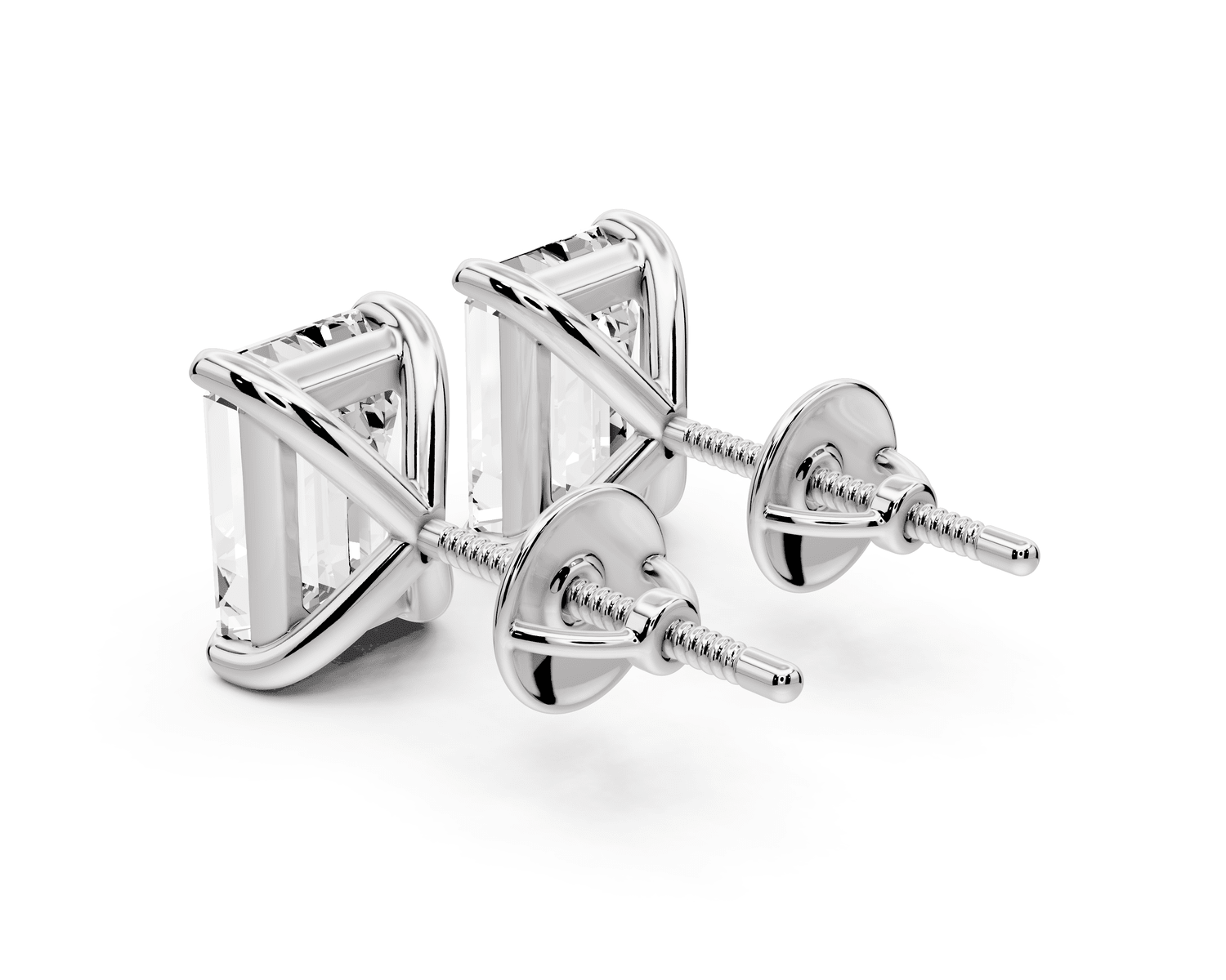 Aura - 4ct 14k white gold Emerald - Cut Diamond Stud Earrings - Mr. Alex Jewelry