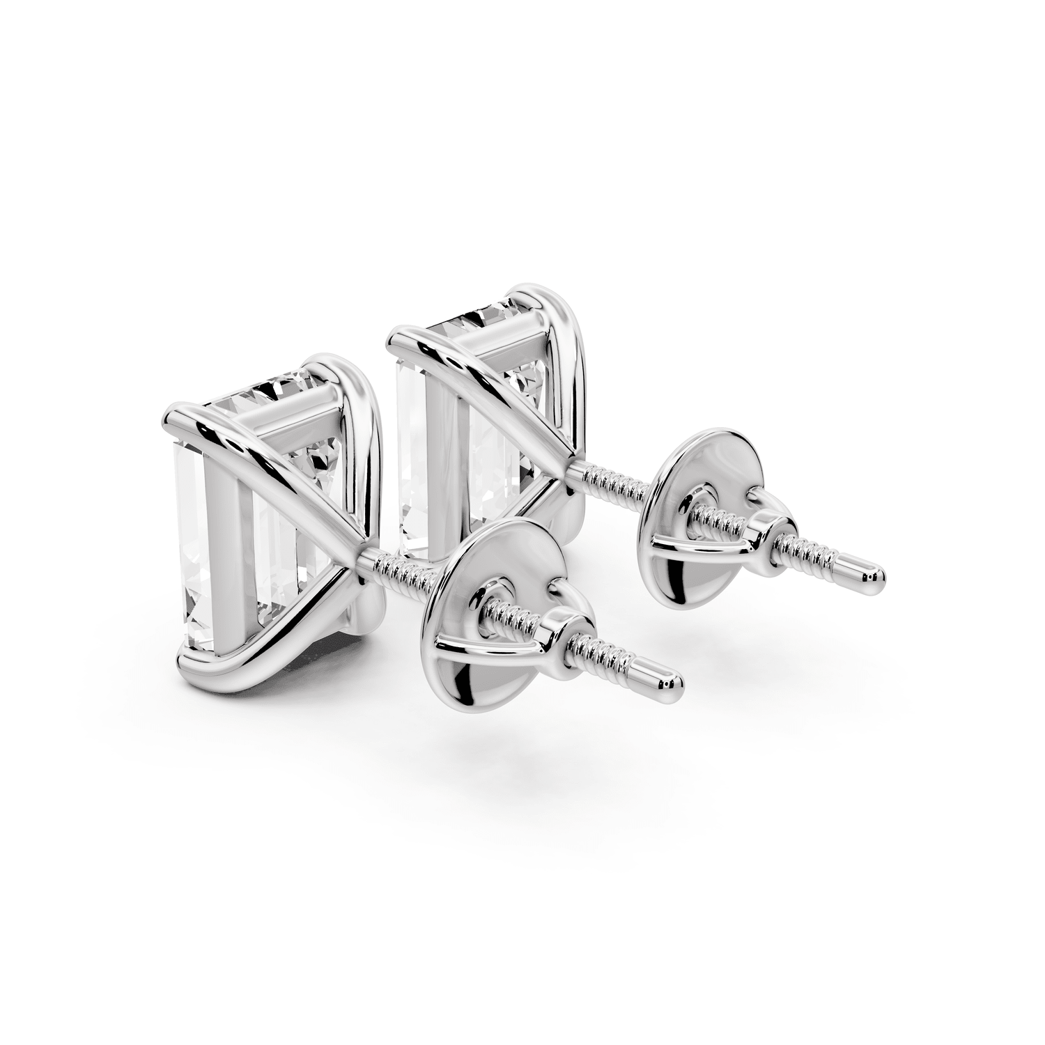 Aura - 4ct 14k white gold Emerald - Cut Diamond Stud Earrings - Mr. Alex Jewelry