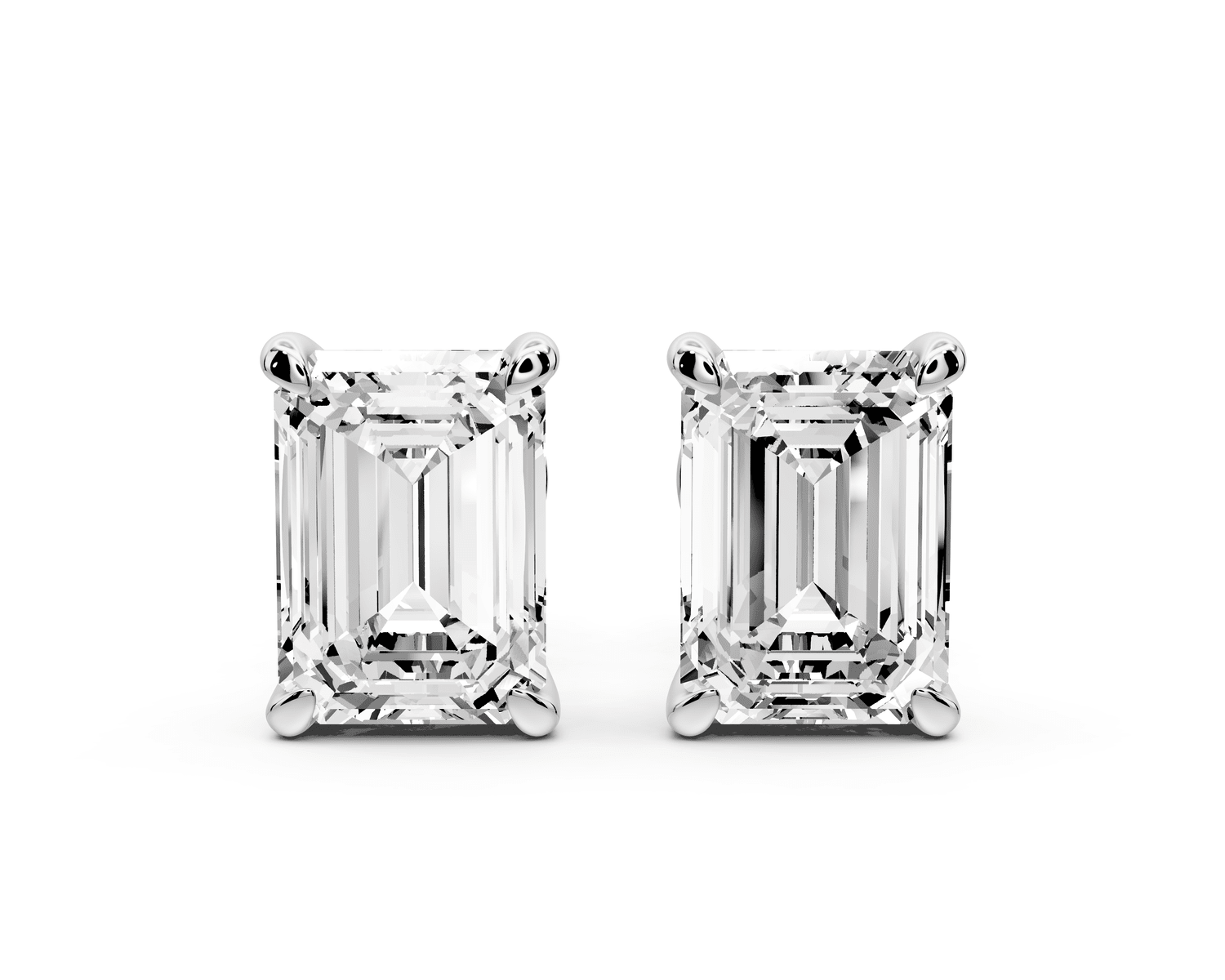 Aura - 4ct 14k white gold Emerald - Cut Diamond Stud Earrings - Mr. Alex Jewelry