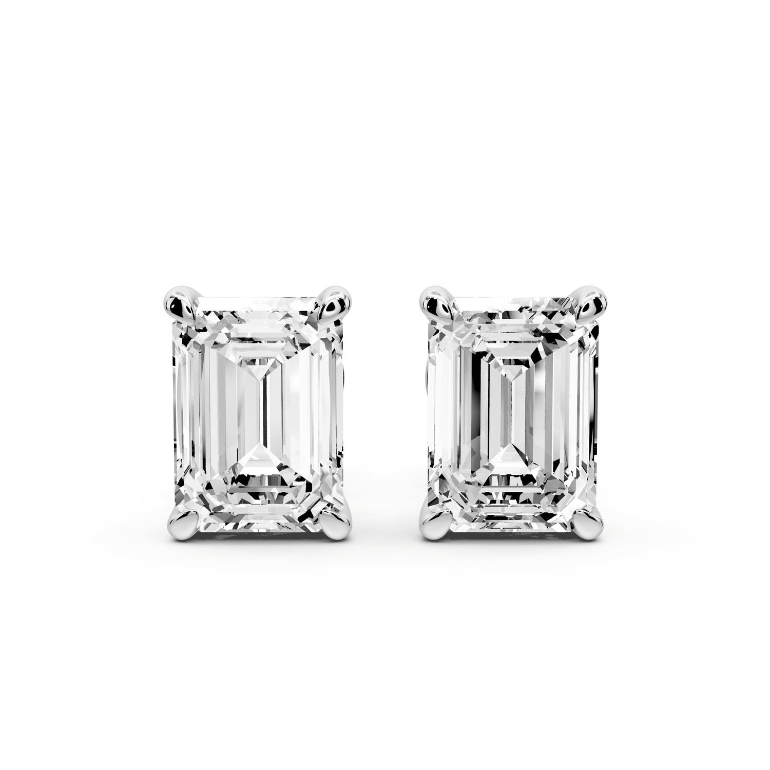 Aura - 4ct 14k white gold Emerald - Cut Diamond Stud Earrings - Mr. Alex Jewelry