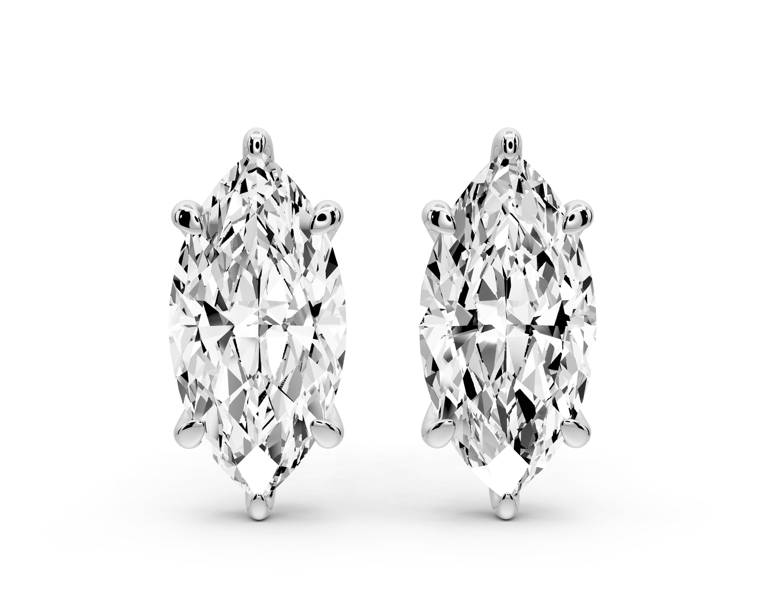 Aura - 4ct 14k white gold Marquise - Cut Diamond Stud Earrings - Mr. Alex Jewelry