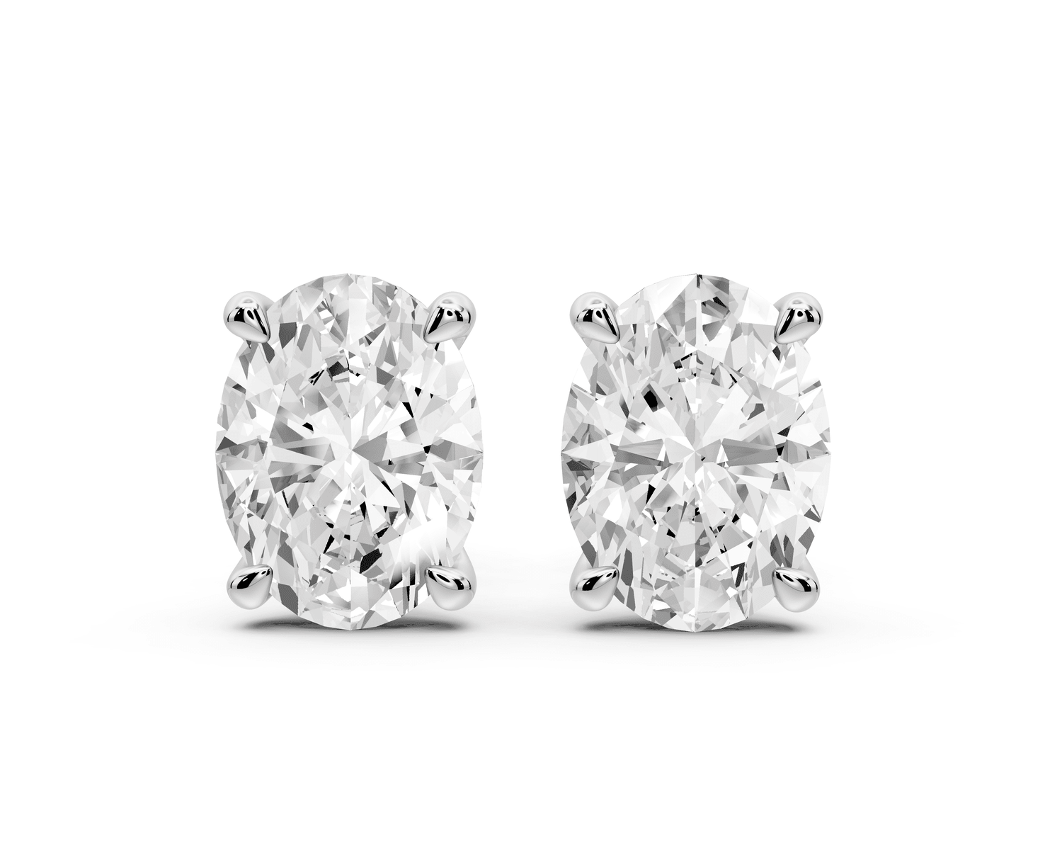 Aura - 4ct 14k white gold Oval - Cut Diamond Stud Earrings - Mr. Alex Jewelry