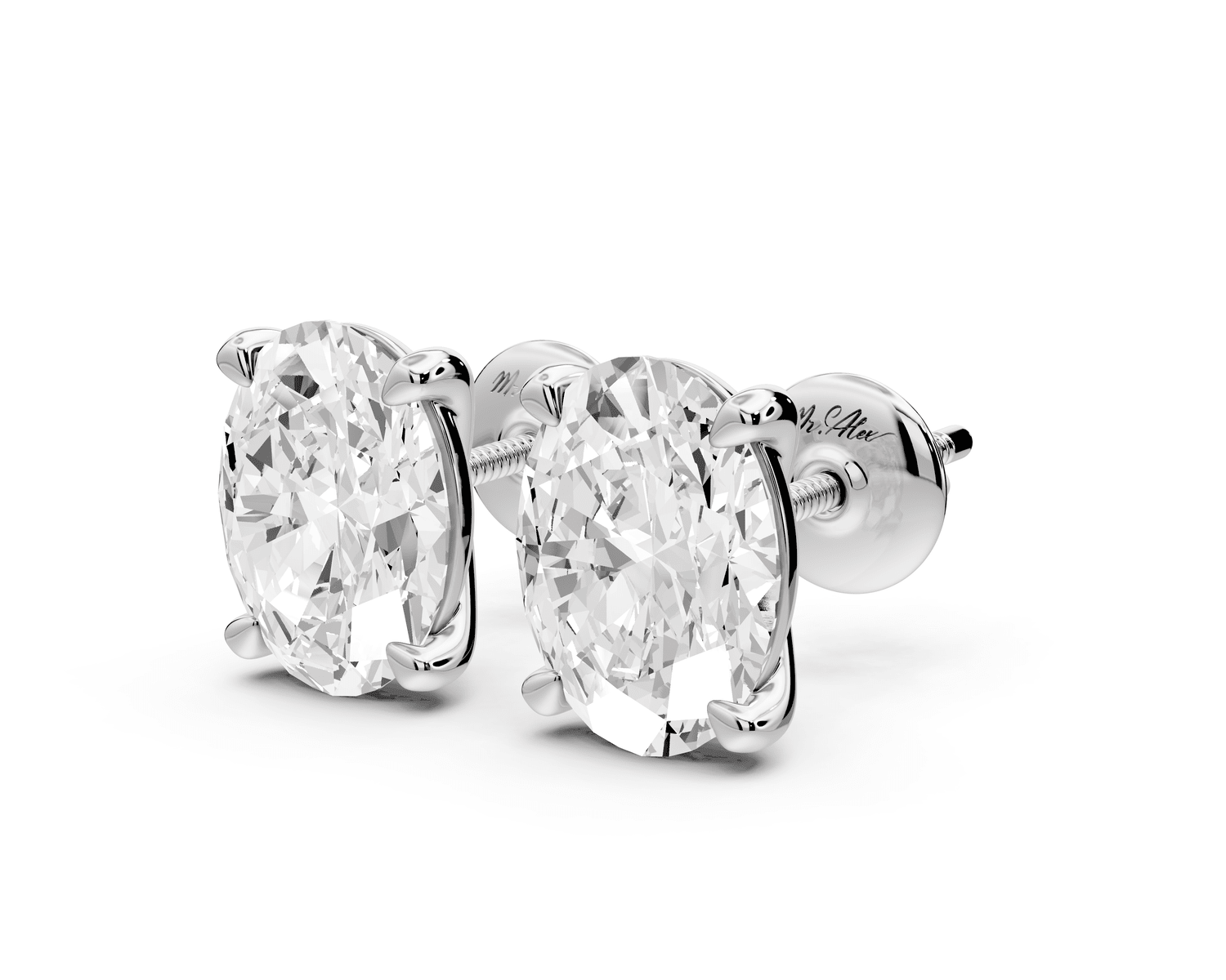 Aura - 4ct 14k white gold Oval - Cut Diamond Stud Earrings - Mr. Alex Jewelry