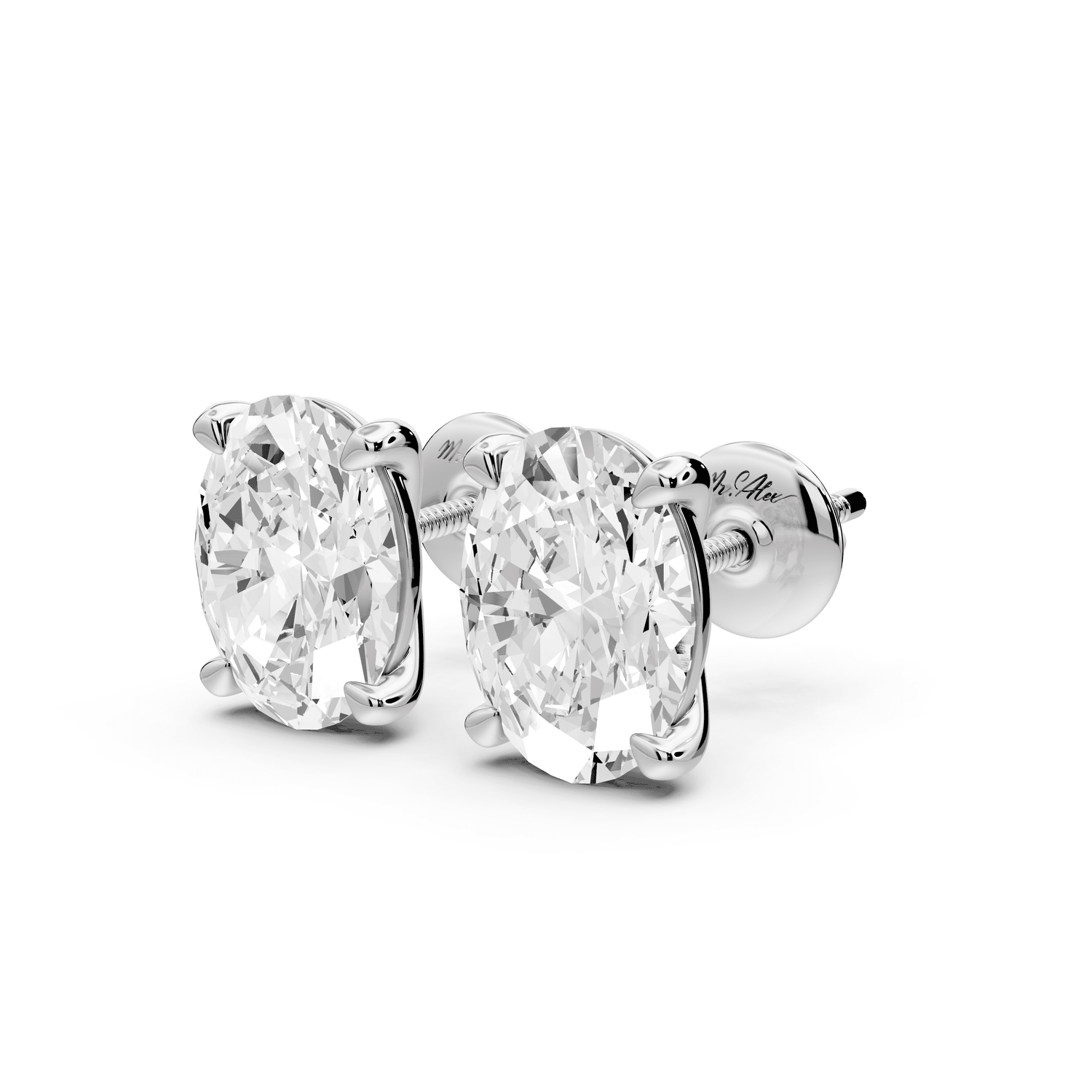 Aura - 4ct 14k white gold Oval - Cut Diamond Stud Earrings - Mr. Alex Jewelry