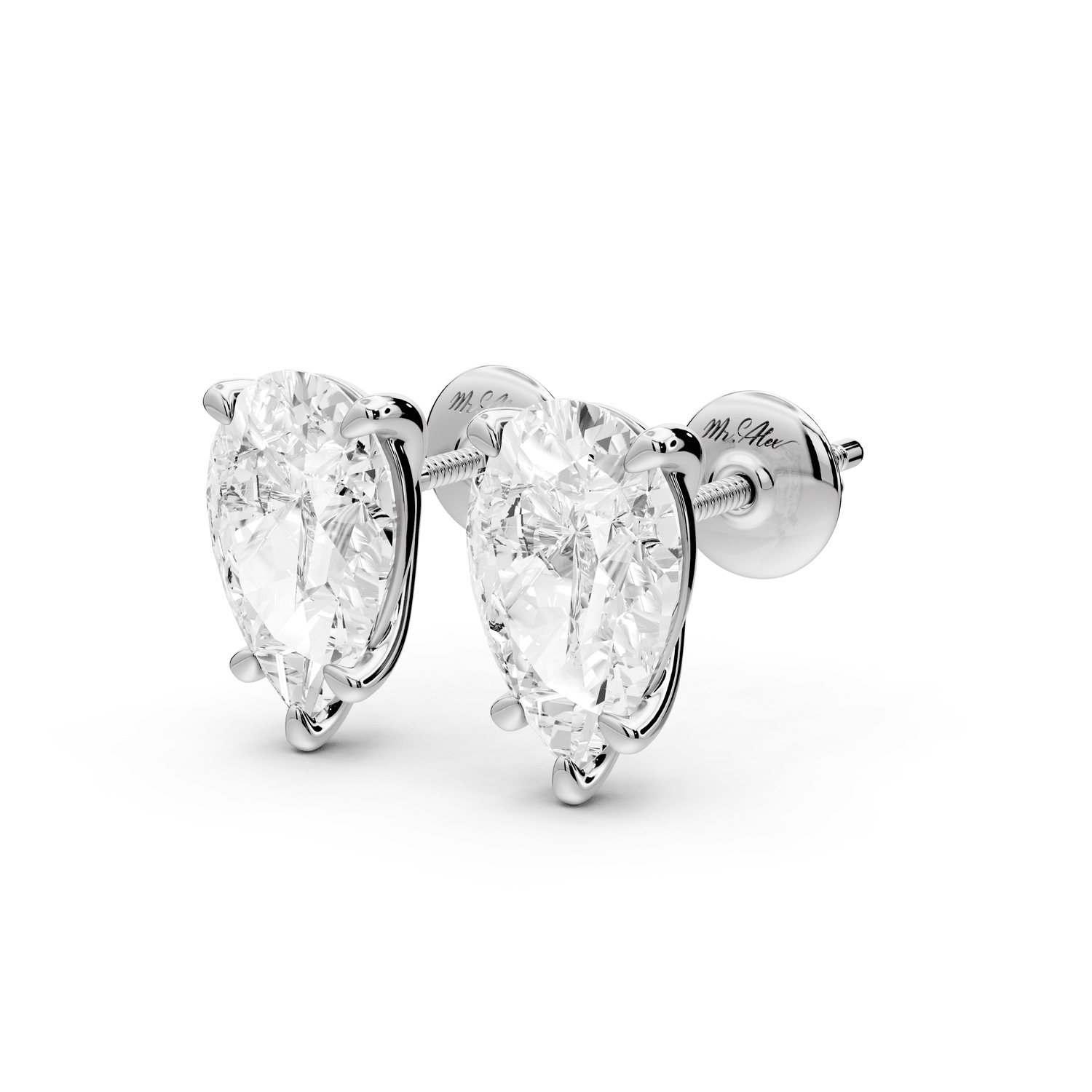 Aura - 4ct 14k white gold Pear - Cut Diamond Stud Earrings - Mr. Alex Jewelry