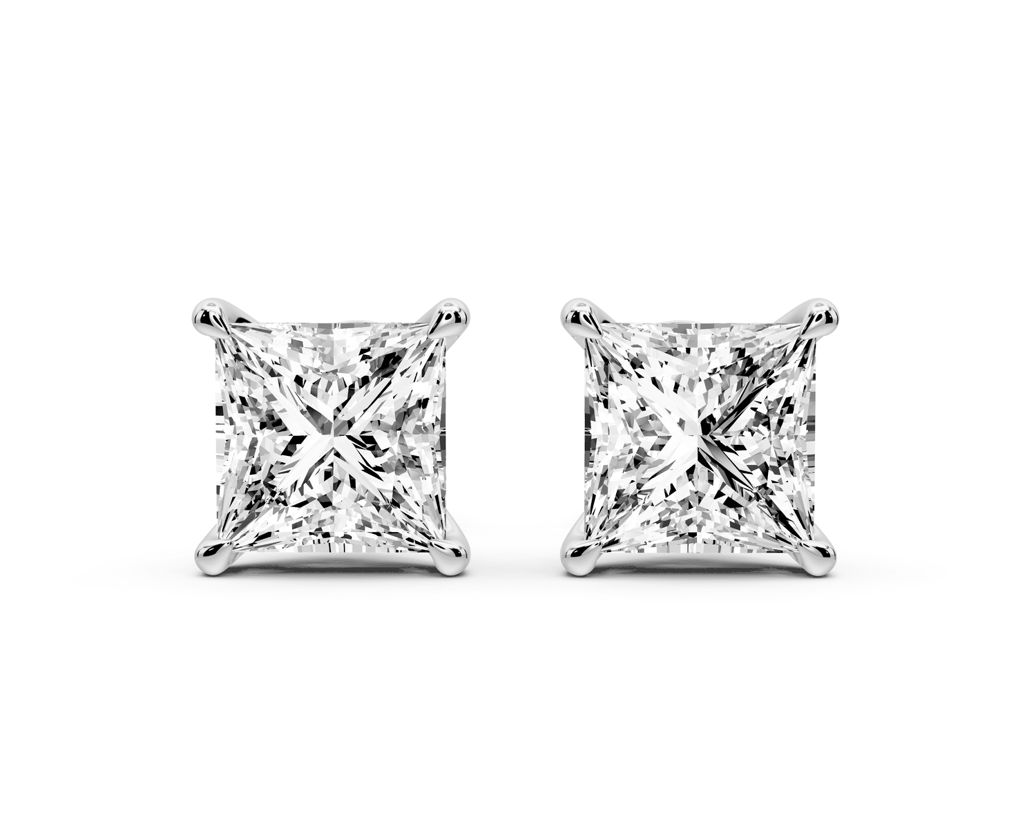 Aura - 4ct 14k white gold Princess - Cut Diamond Stud Earrings - Mr. Alex Jewelry