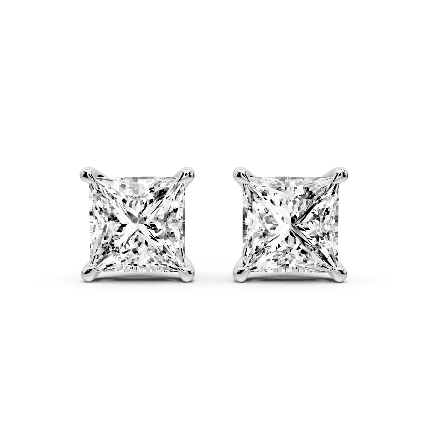 Aura - 4ct 14k white gold Princess - Cut Diamond Stud Earrings - Mr. Alex Jewelry