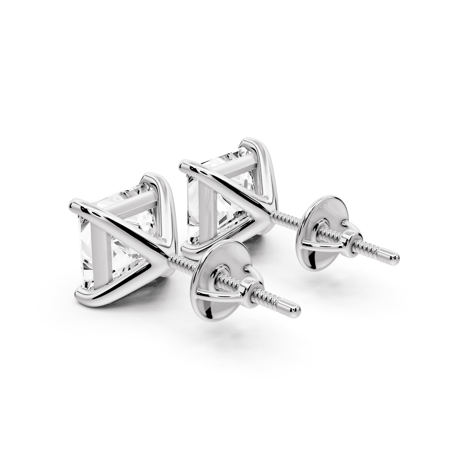 Aura - 4ct 14k white gold Princess - Cut Diamond Stud Earrings - Mr. Alex Jewelry