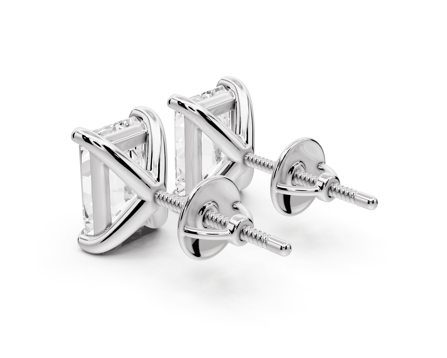 Aura - 4ct 14k white gold Radiant - Cut Diamond Stud Earrings - Mr. Alex Jewelry