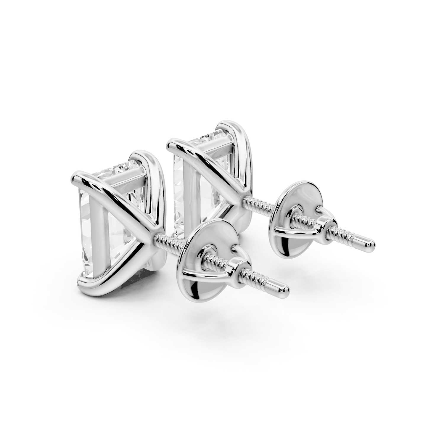 Aura - 4ct 14k white gold Radiant - Cut Diamond Stud Earrings - Mr. Alex Jewelry
