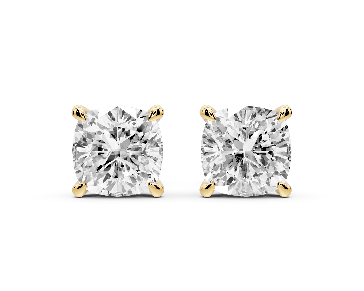 Aura - 4ct 14k yellow gold Cushion - Cut Diamond Stud Earrings - Mr. Alex Jewelry