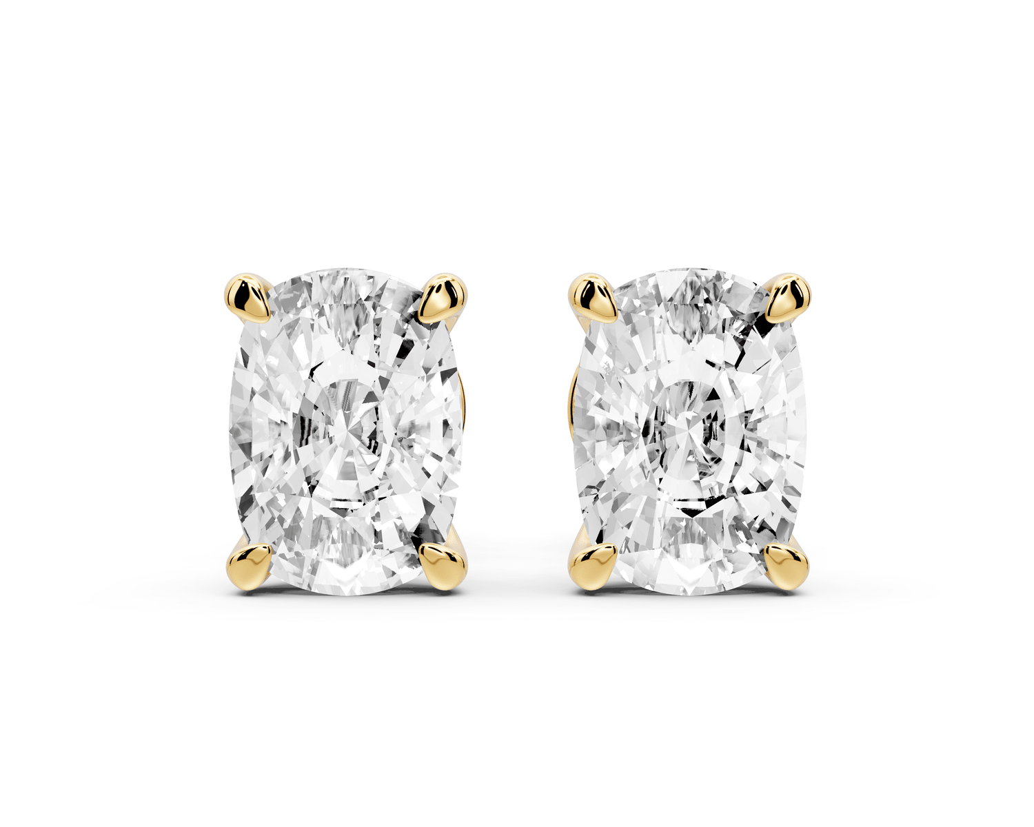 Aura - 4ct 14k yellow gold Elgcushion - Cut Diamond Stud Earrings - Mr. Alex Jewelry