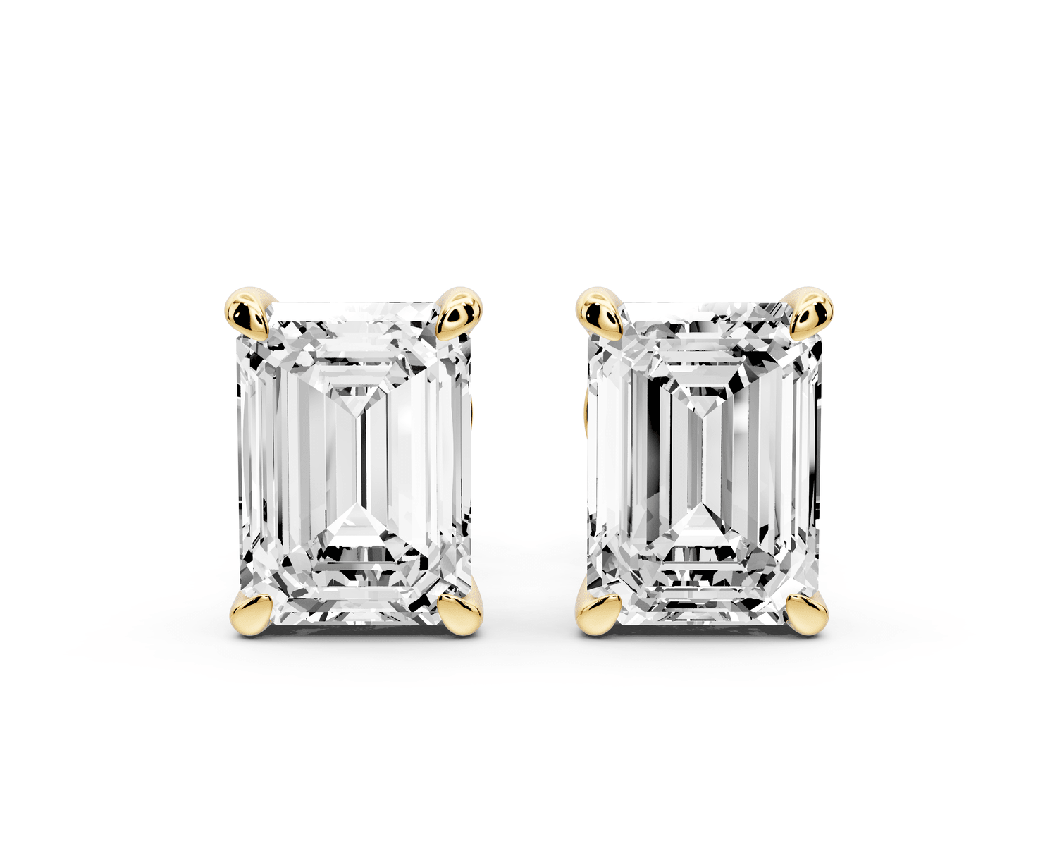 Aura - 4ct 14k yellow gold Emerald - Cut Diamond Stud Earrings - Mr. Alex Jewelry