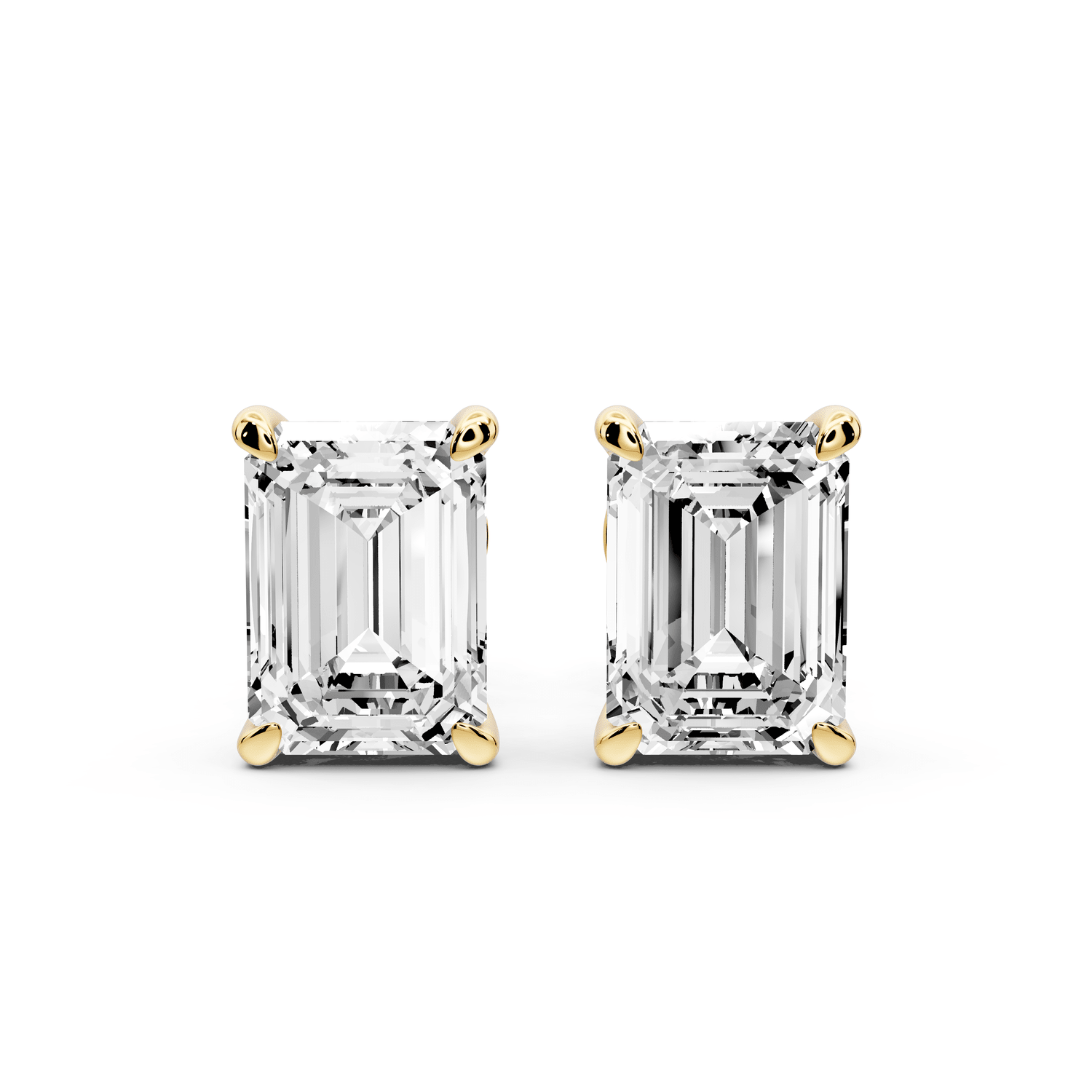Aura - 4ct 14k yellow gold Emerald - Cut Diamond Stud Earrings - Mr. Alex Jewelry