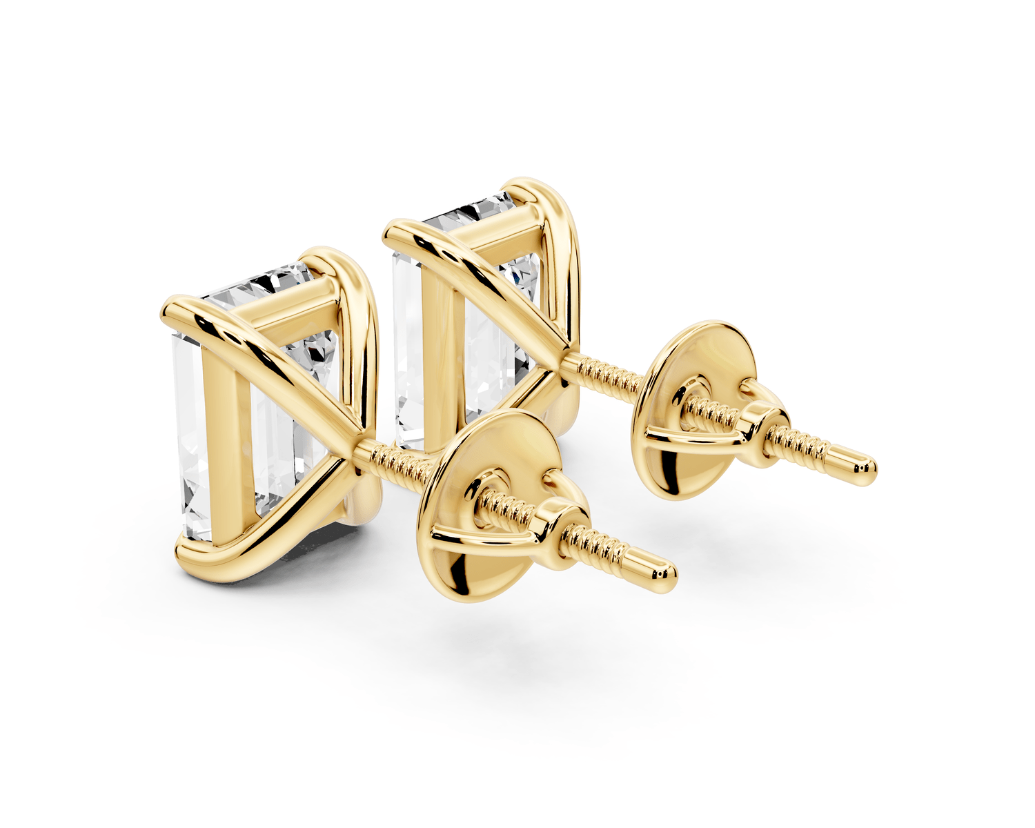Aura - 4ct 14k yellow gold Emerald - Cut Diamond Stud Earrings - Mr. Alex Jewelry