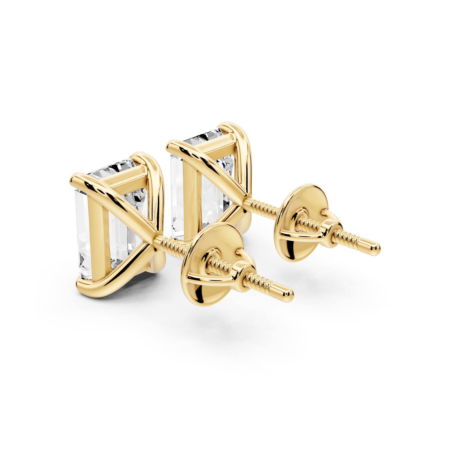 Aura - 4ct 14k yellow gold Emerald - Cut Diamond Stud Earrings - Mr. Alex Jewelry