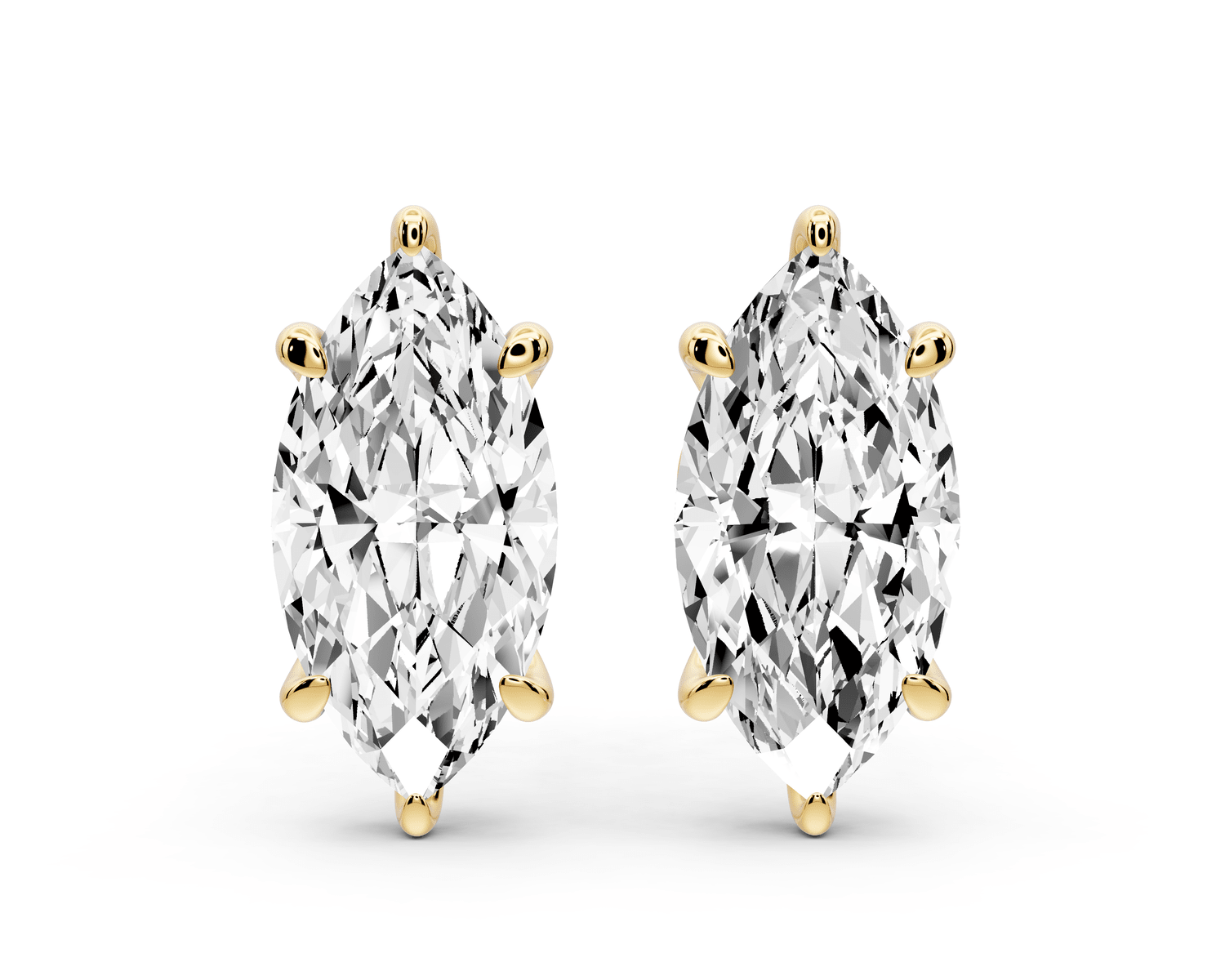 Aura - 4ct 14k yellow gold Marquise - Cut Diamond Stud Earrings - Mr. Alex Jewelry