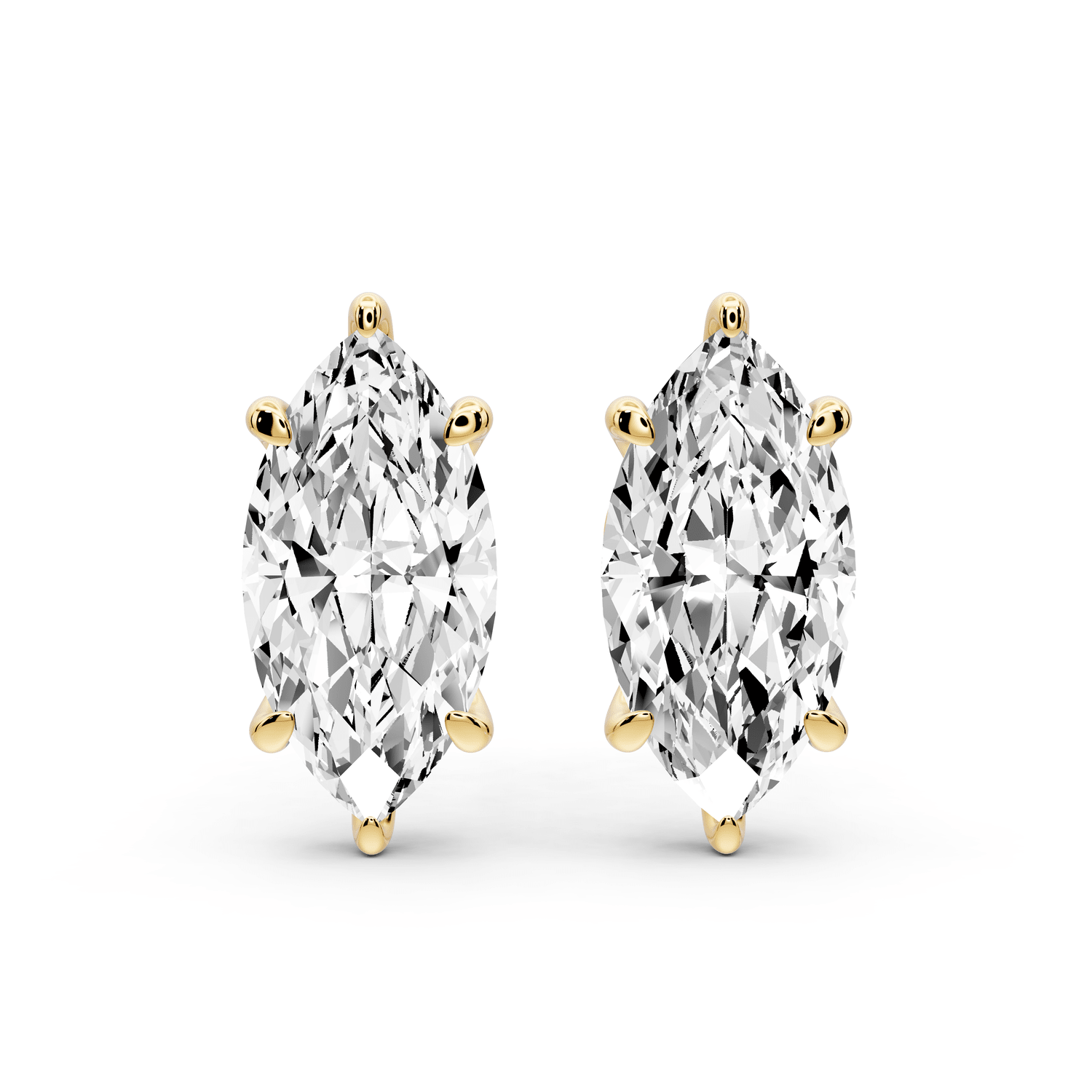 Aura - 4ct 14k yellow gold Marquise - Cut Diamond Stud Earrings - Mr. Alex Jewelry