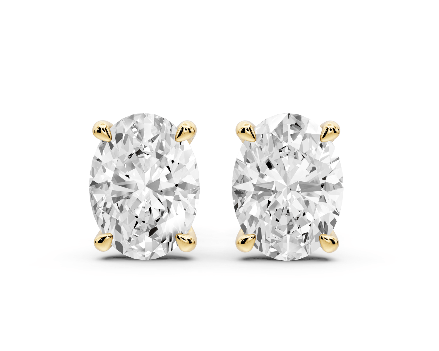 Aura - 4ct 14k yellow gold Oval - Cut Diamond Stud Earrings - Mr. Alex Jewelry