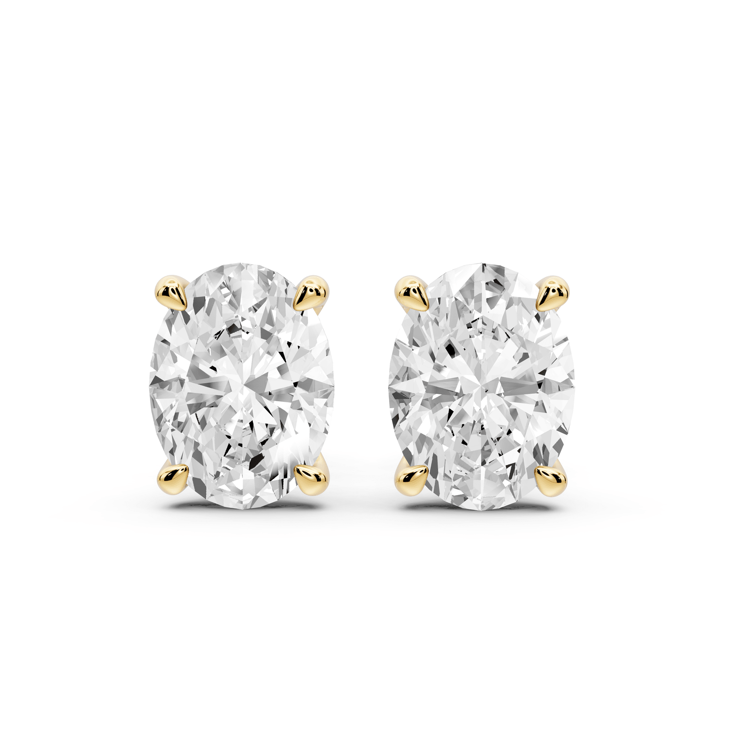 Aura - 4ct 14k yellow gold Oval - Cut Diamond Stud Earrings - Mr. Alex Jewelry