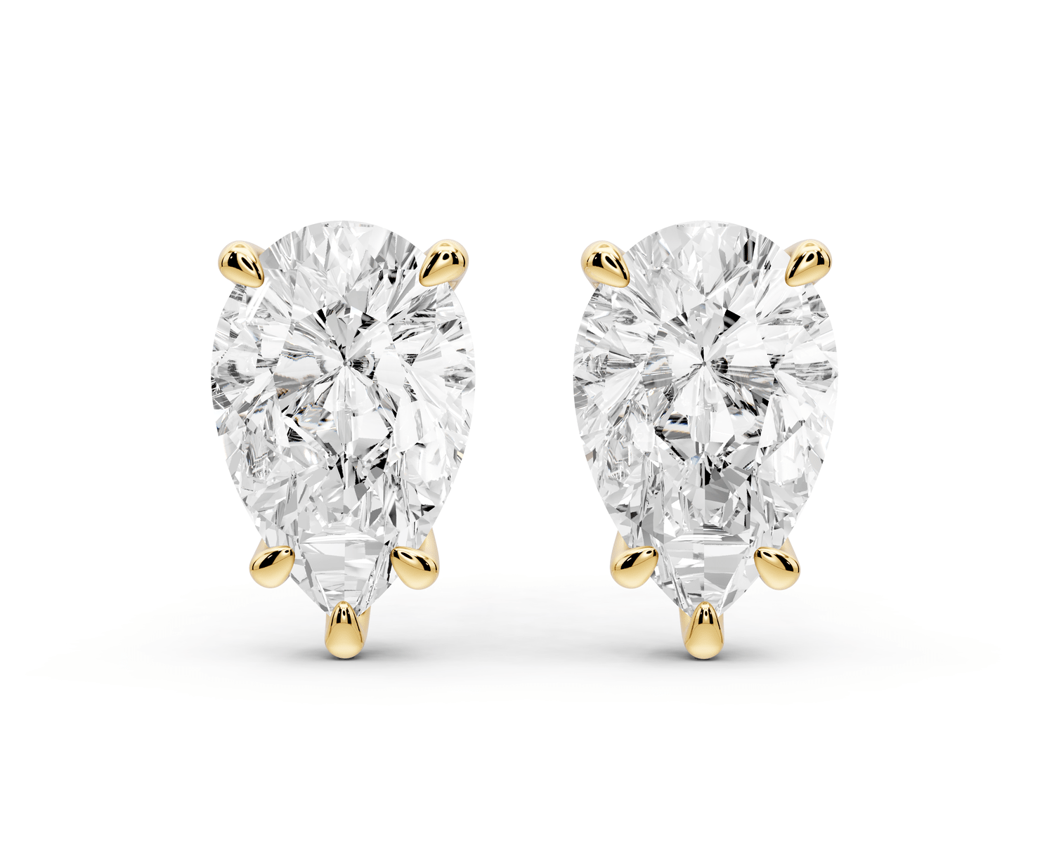 Aura - 4ct 14k yellow gold Pear - Cut Diamond Stud Earrings - Mr. Alex Jewelry