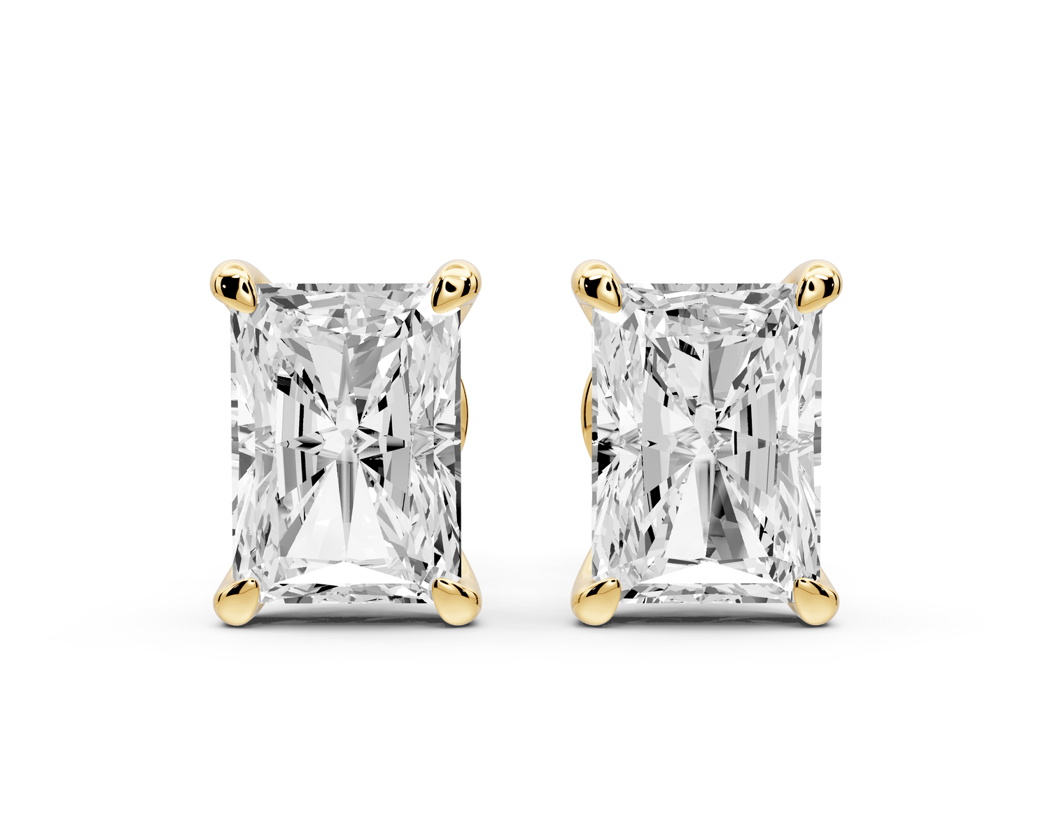 Aura - 4ct 14k yellow gold Radiant - Cut Diamond Stud Earrings - Mr. Alex Jewelry