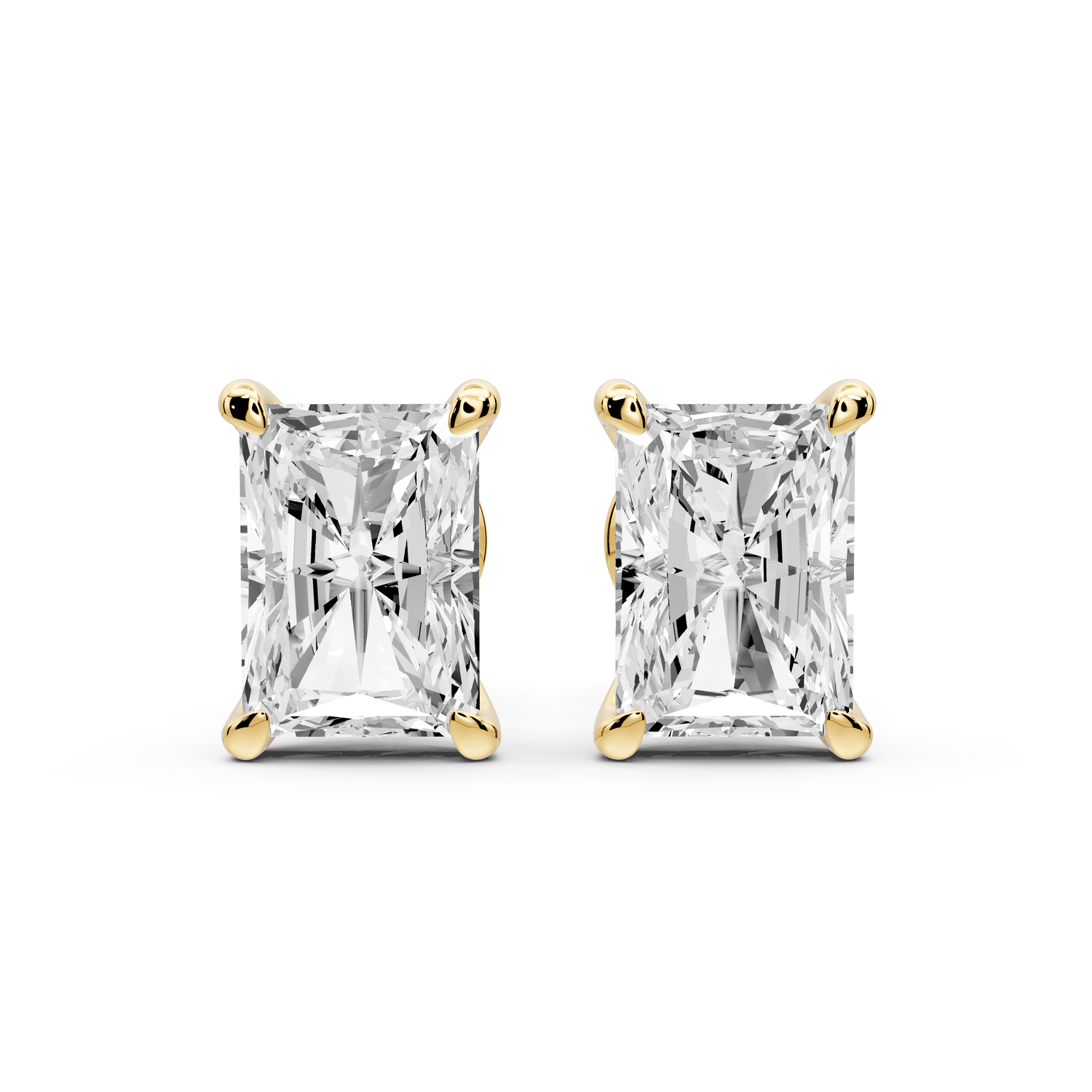 Aura - 4ct 14k yellow gold Radiant - Cut Diamond Stud Earrings - Mr. Alex Jewelry
