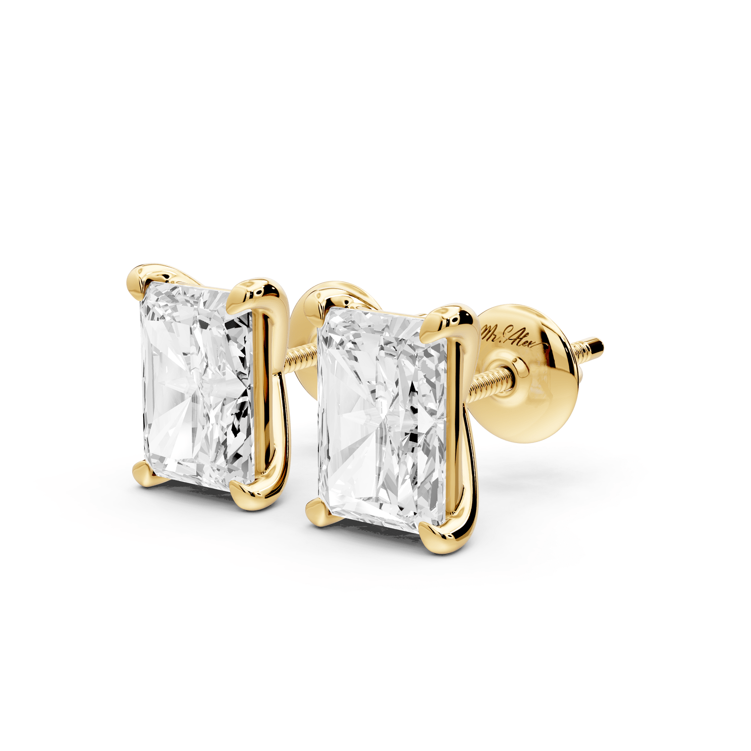 Aura - 4ct 14k yellow gold Radiant - Cut Diamond Stud Earrings - Mr. Alex Jewelry
