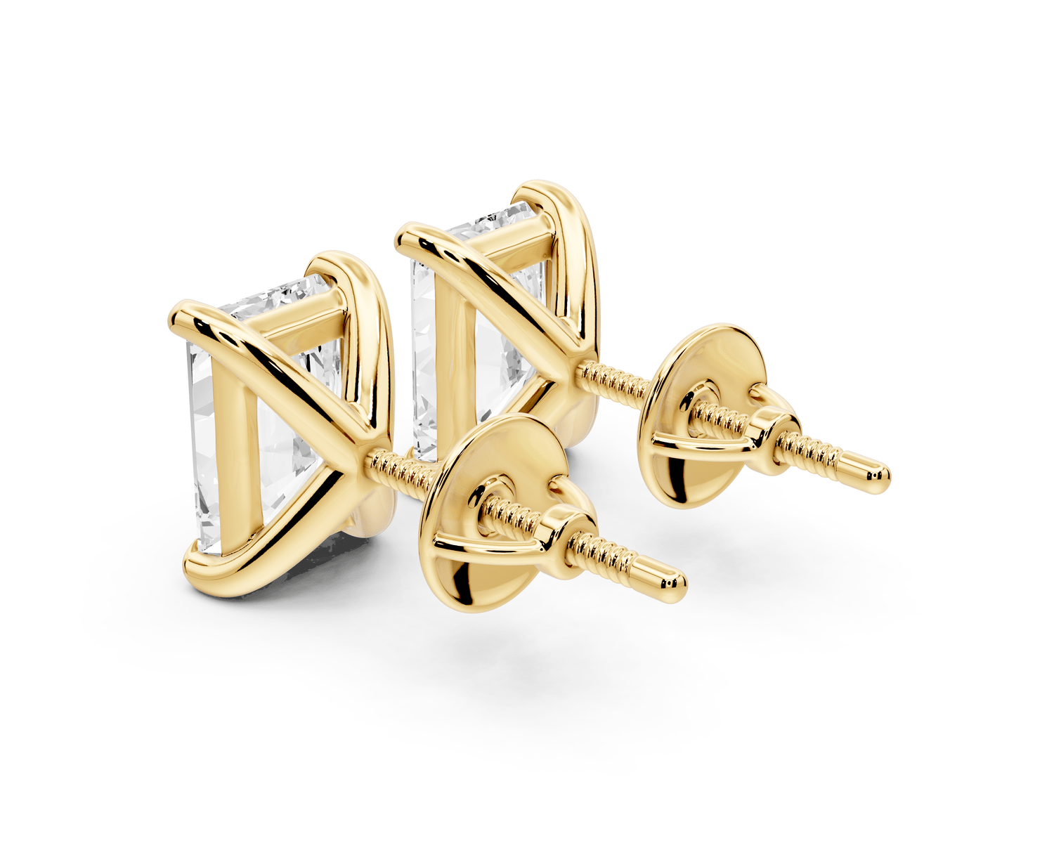 Aura - 4ct 14k yellow gold Radiant - Cut Diamond Stud Earrings - Mr. Alex Jewelry