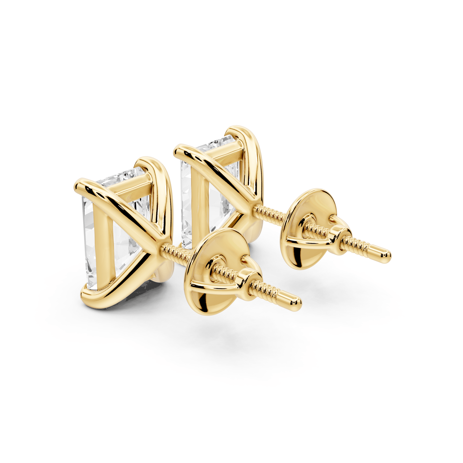 Aura - 4ct 14k yellow gold Radiant - Cut Diamond Stud Earrings - Mr. Alex Jewelry