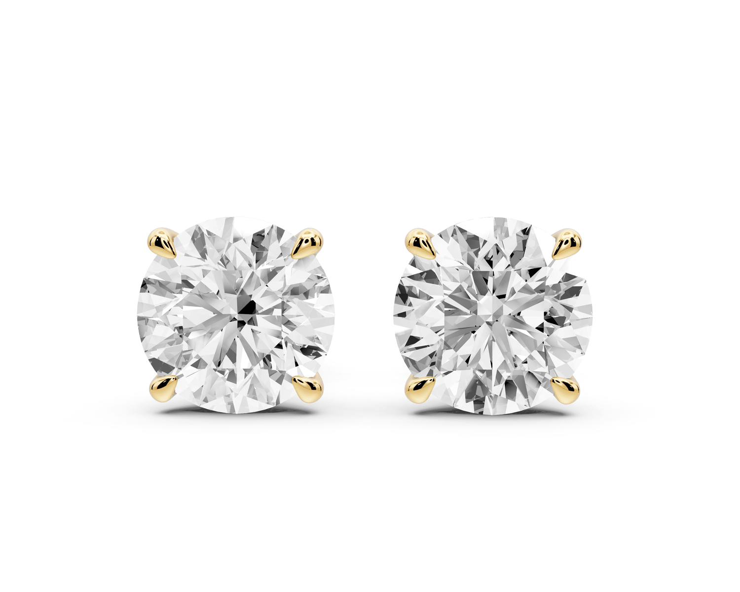 Aura - 4ct 14k yellow gold Round - Cut Diamond Stud Earrings - Mr. Alex Jewelry