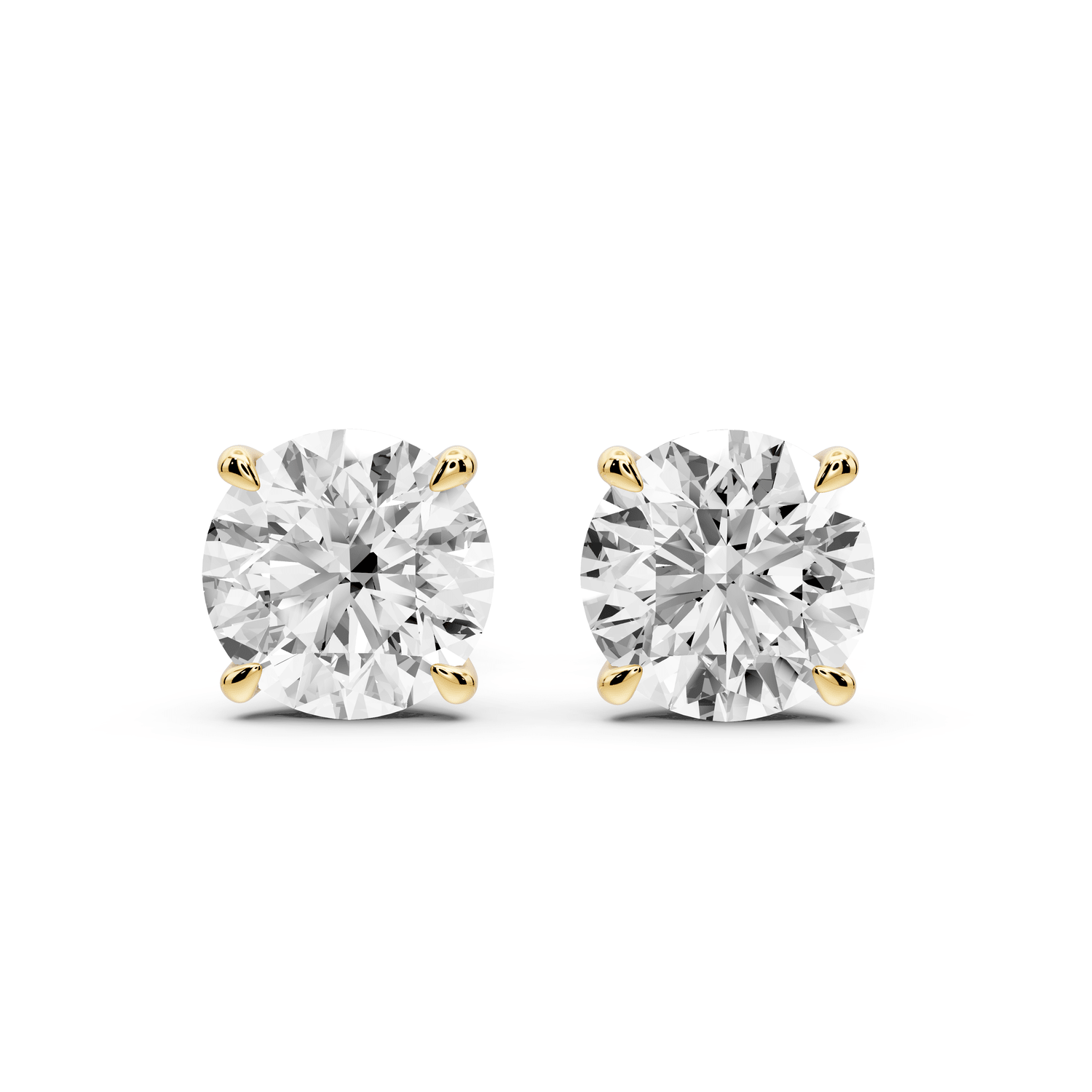 Aura - 4ct 14k yellow gold Round - Cut Diamond Stud Earrings - Mr. Alex Jewelry